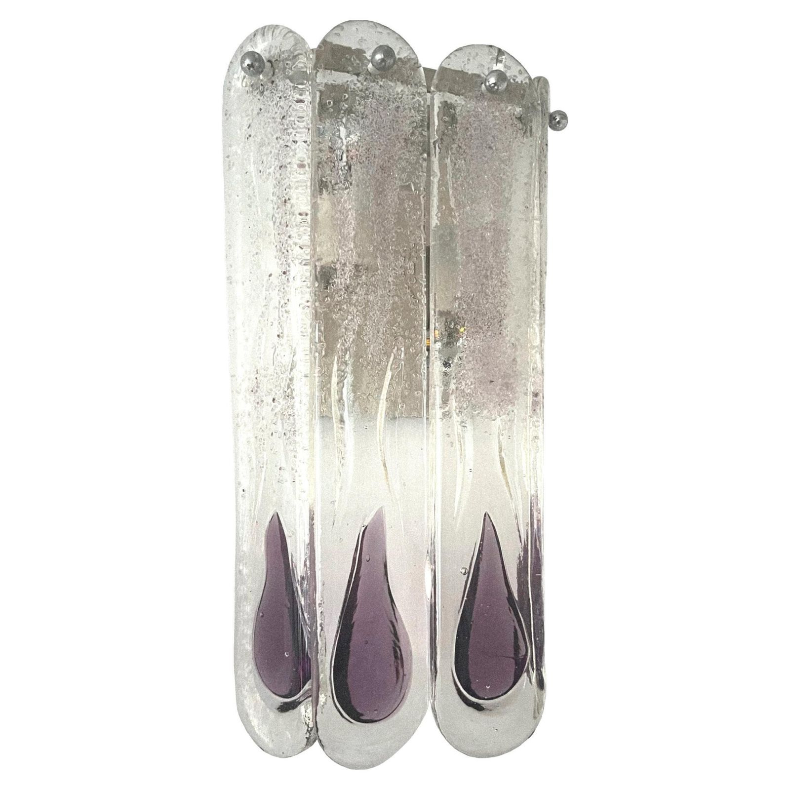 Italian Mid Century Lilac Murano Glass Wall Sconce By Mazzega, 1970s
