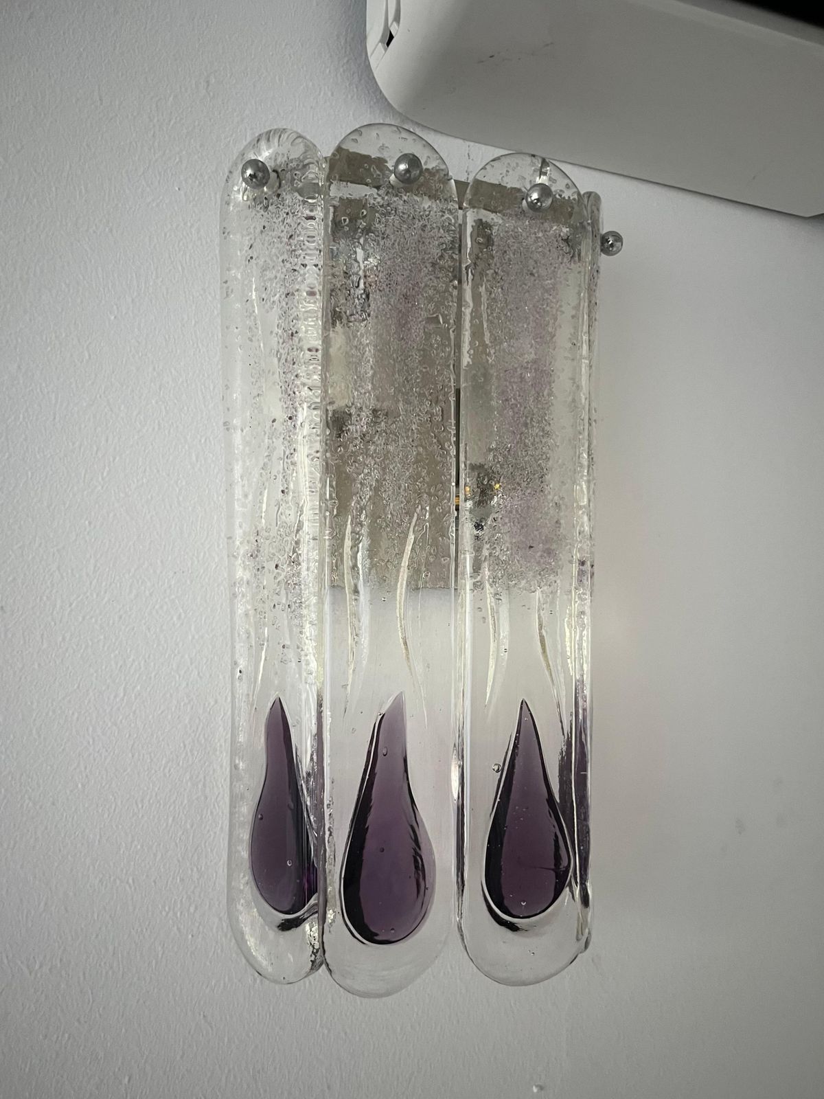 Italian Mid Century Lilac Murano Glass Wall Sconce By Mazzega, 1970s photo Lighting