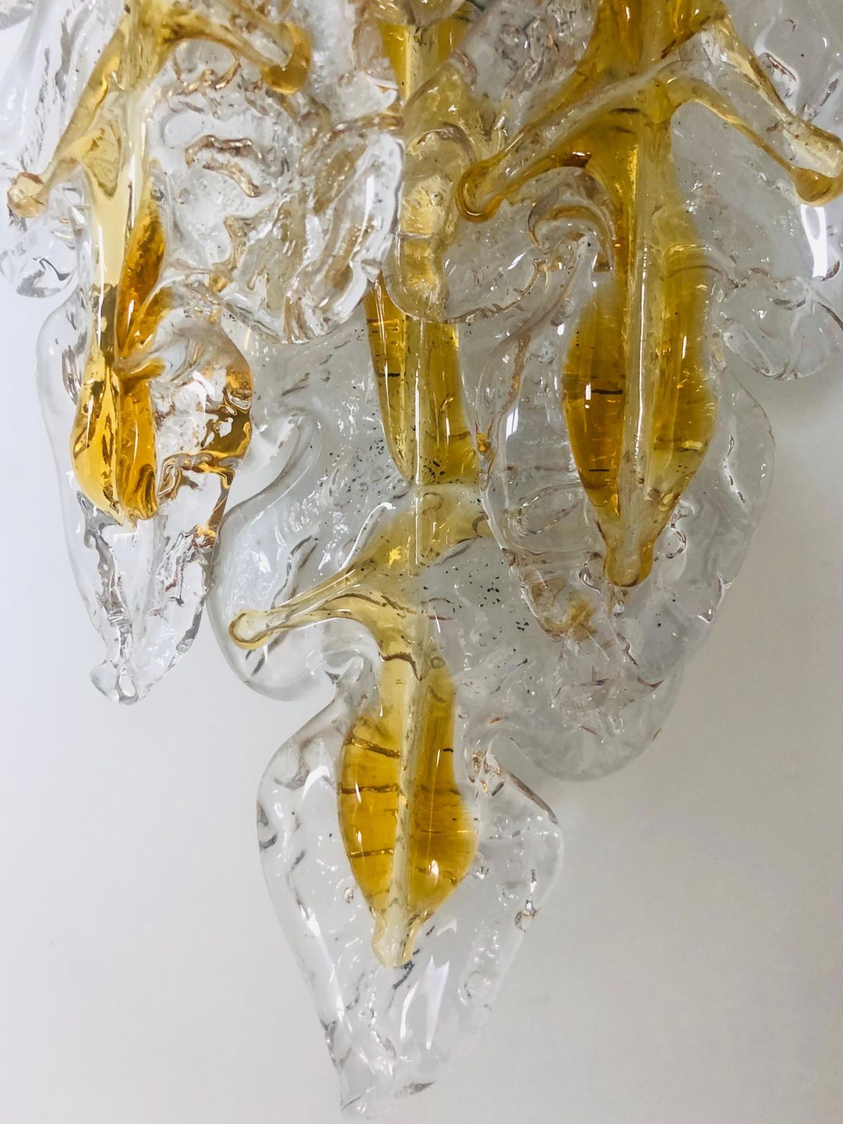 photo buy Italian Midcentury Set Of Three Amber Murano Wall Sconces By Mazzega, 1970s