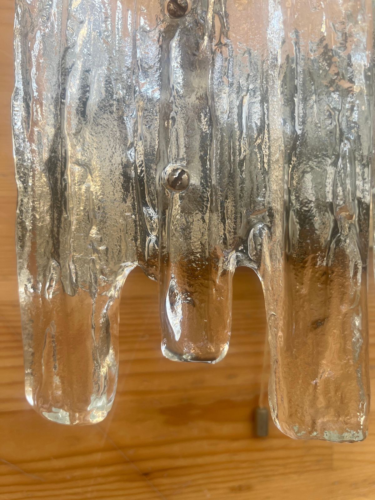 1257.0 Midcentury Austrian Ice Glass "Puck" Wall Sconce By Kalmar Franken, 1970s photo