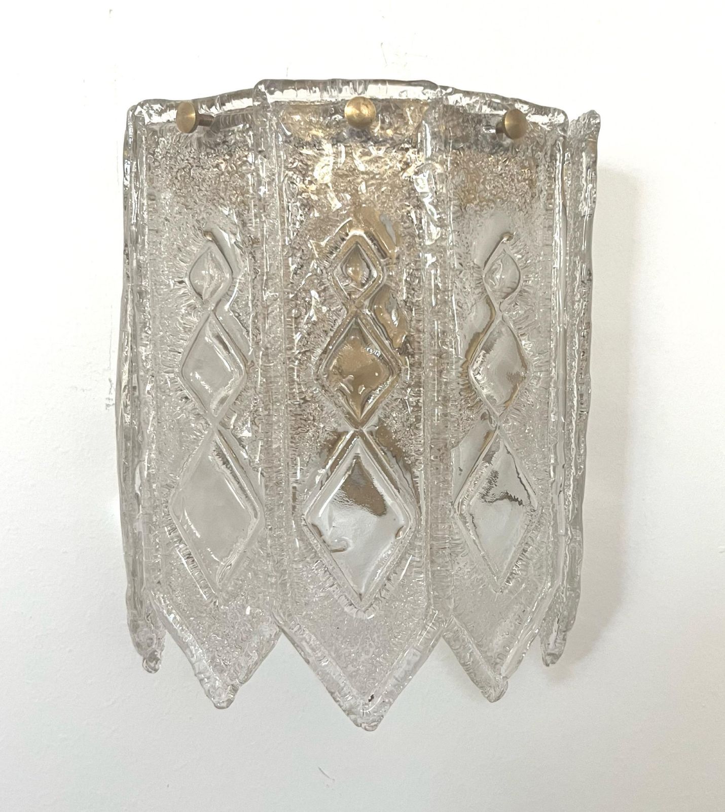 Italian Pair Of Midcentury Clear Murano Glass Wall Sconces, 1970s photo furniture