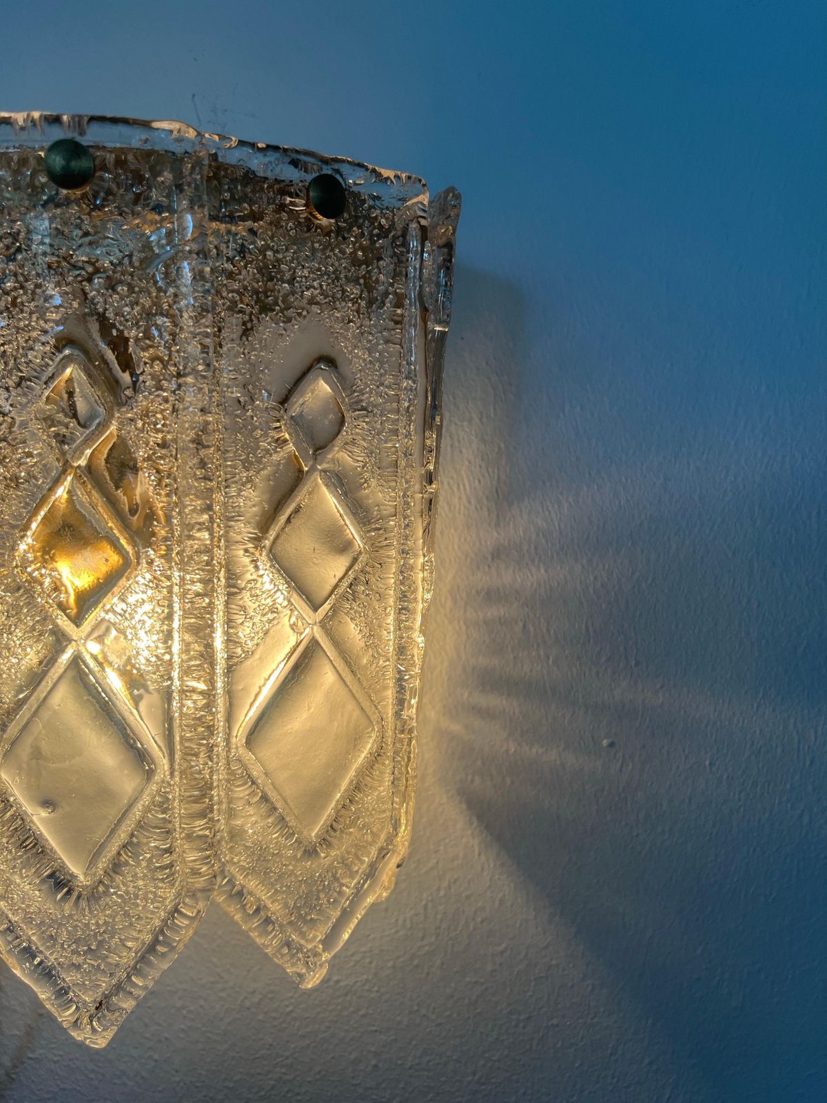 photo furniture Italian Pair Of Midcentury Clear Murano Glass Wall Sconces, 1970s