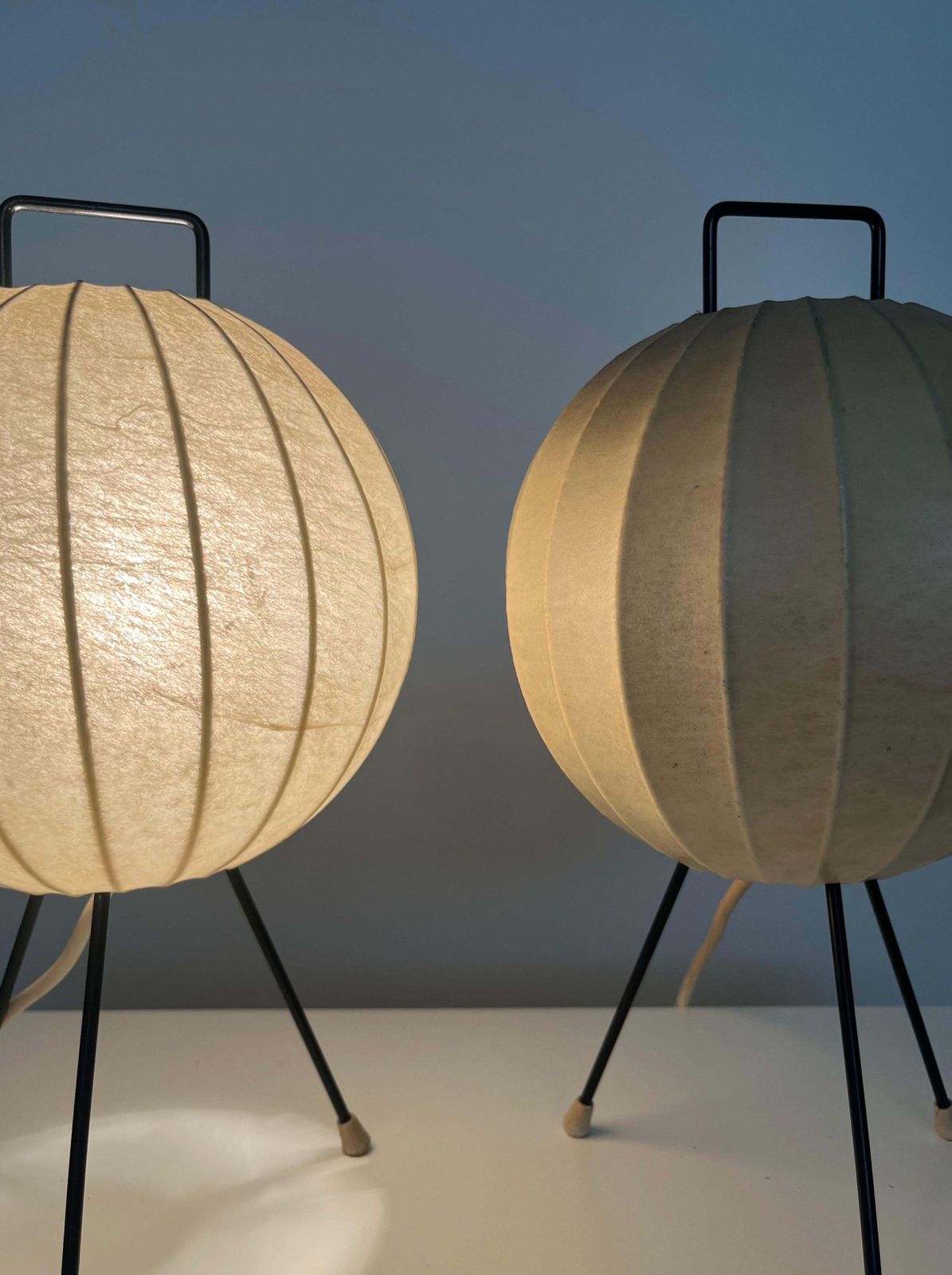 German Midcentury Pair Of "Cocoon" Table Lamps By Friedel For Goldkant, 1970s photo buy