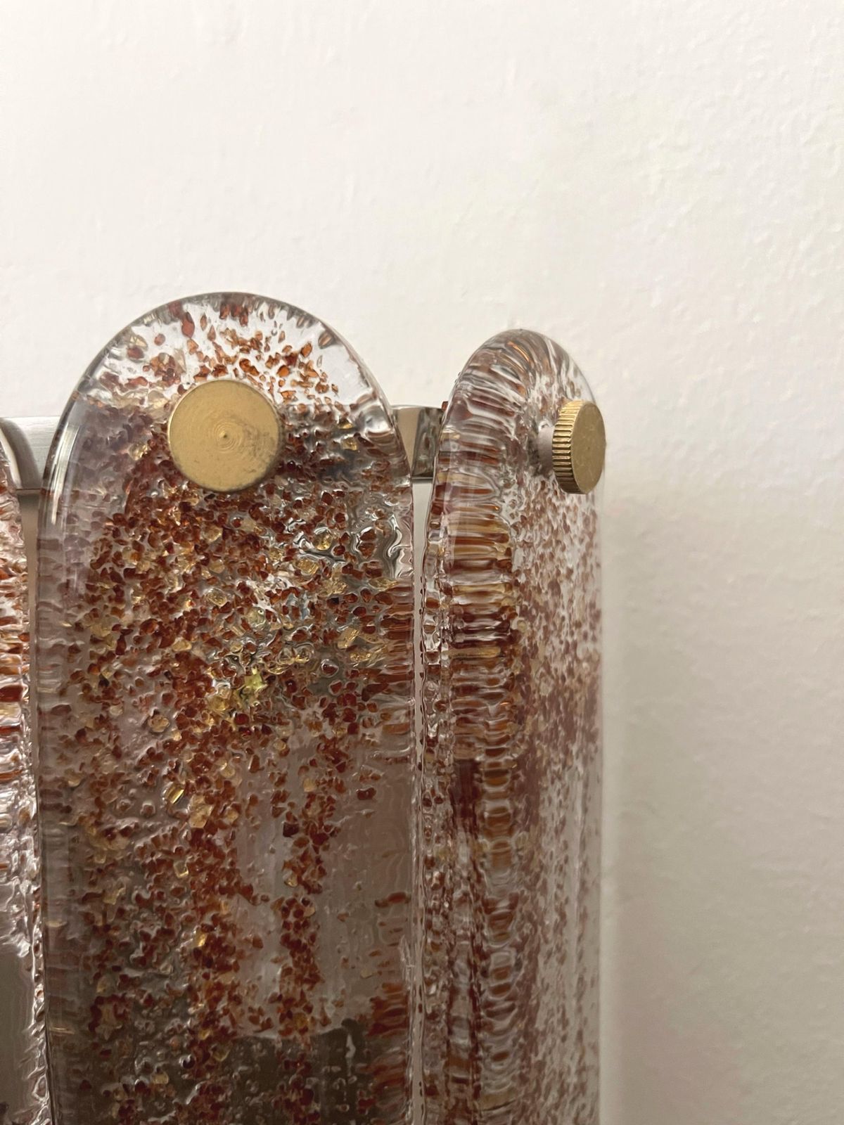photo vintage Midcentury Italian Set Of Three Amber Murano Wall Sconces By Mazzega, 1970s