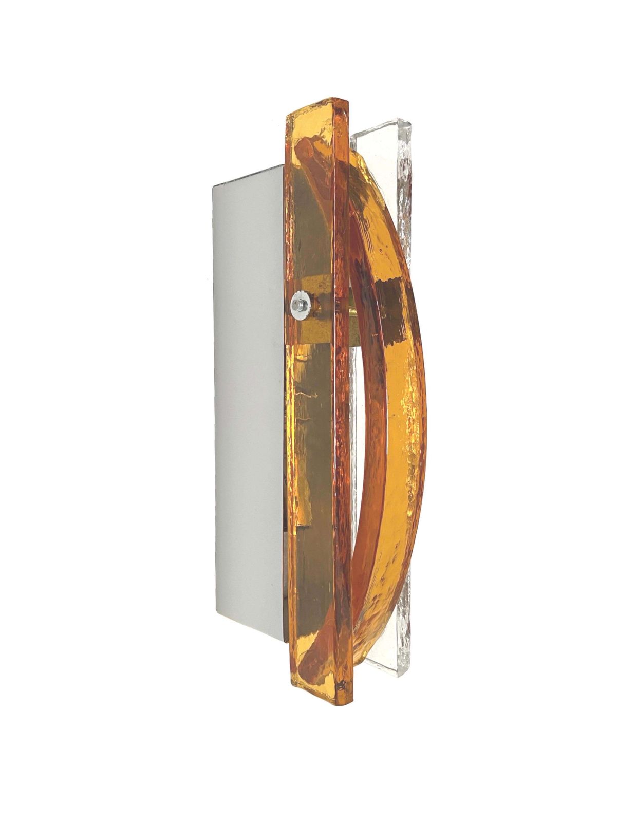 photo buy Italian Mid Century Pair Of Amber Clear Murano Wall Sconces By Poliarte, 1970s