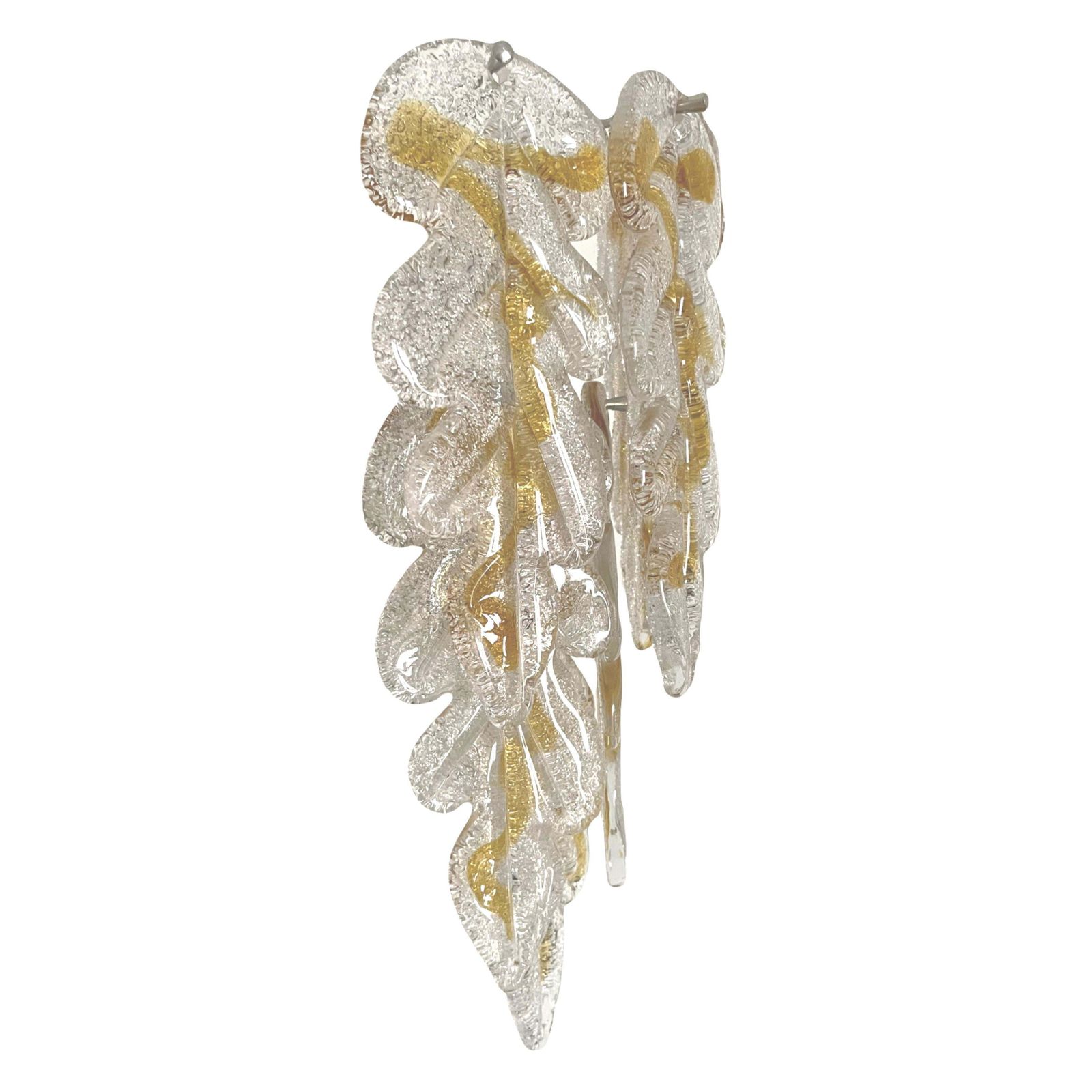 Italian Midcentury Pair Of Clear Amber Murano Wall Sconces By Mazzega, 1970s photo furniture