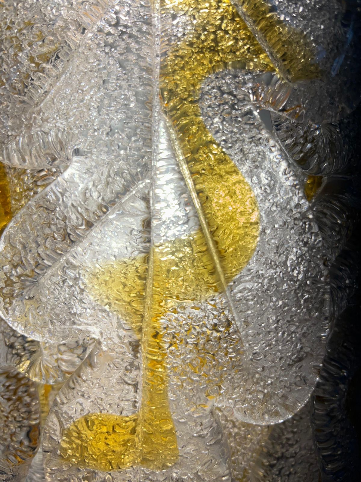 photo buy Italian Midcentury Pair Of Clear Amber Murano Wall Sconces By Mazzega, 1970s