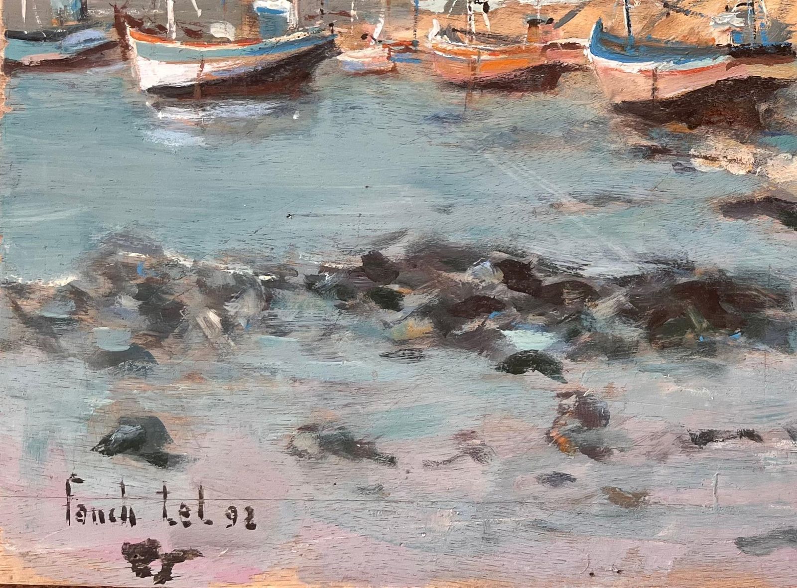 Fanch Lel French Coastal Village With Moored Fishing Boats And Rocky Shoreline 1992 photo vinterior