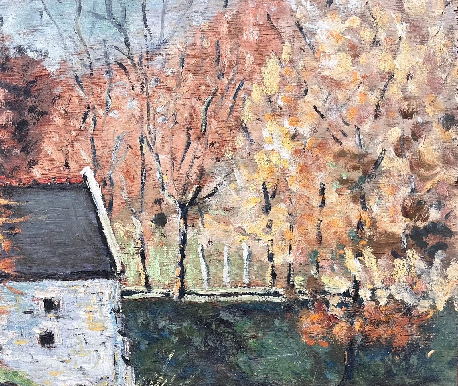 Fanch Lel French Autumn Landscape Oil Painting Of Riverside Mill With Reflections photo Art