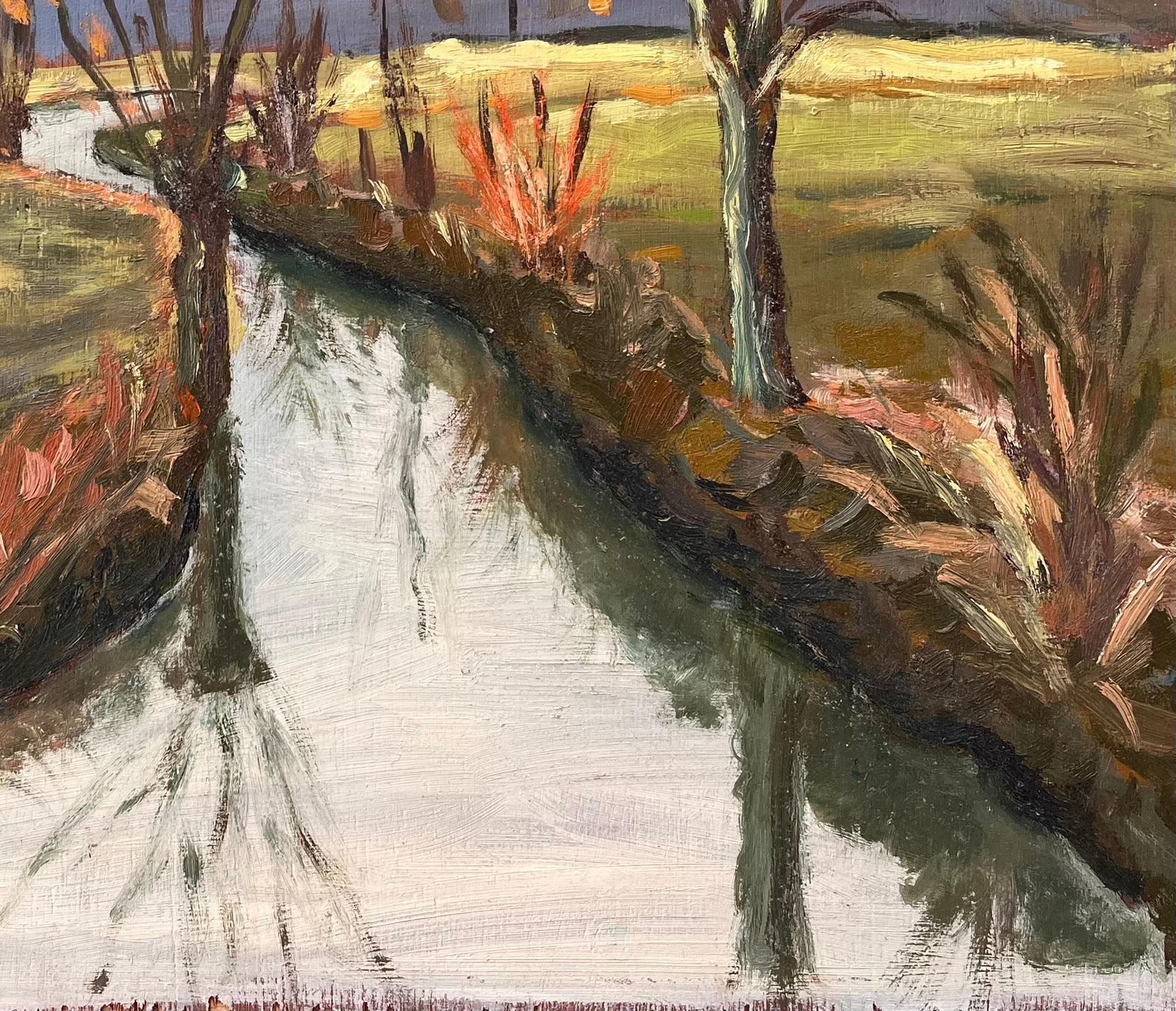 Fanch Lel French Autumn Landscape Of Tree Lined Canal With Reflections And Distant Hills photo Art