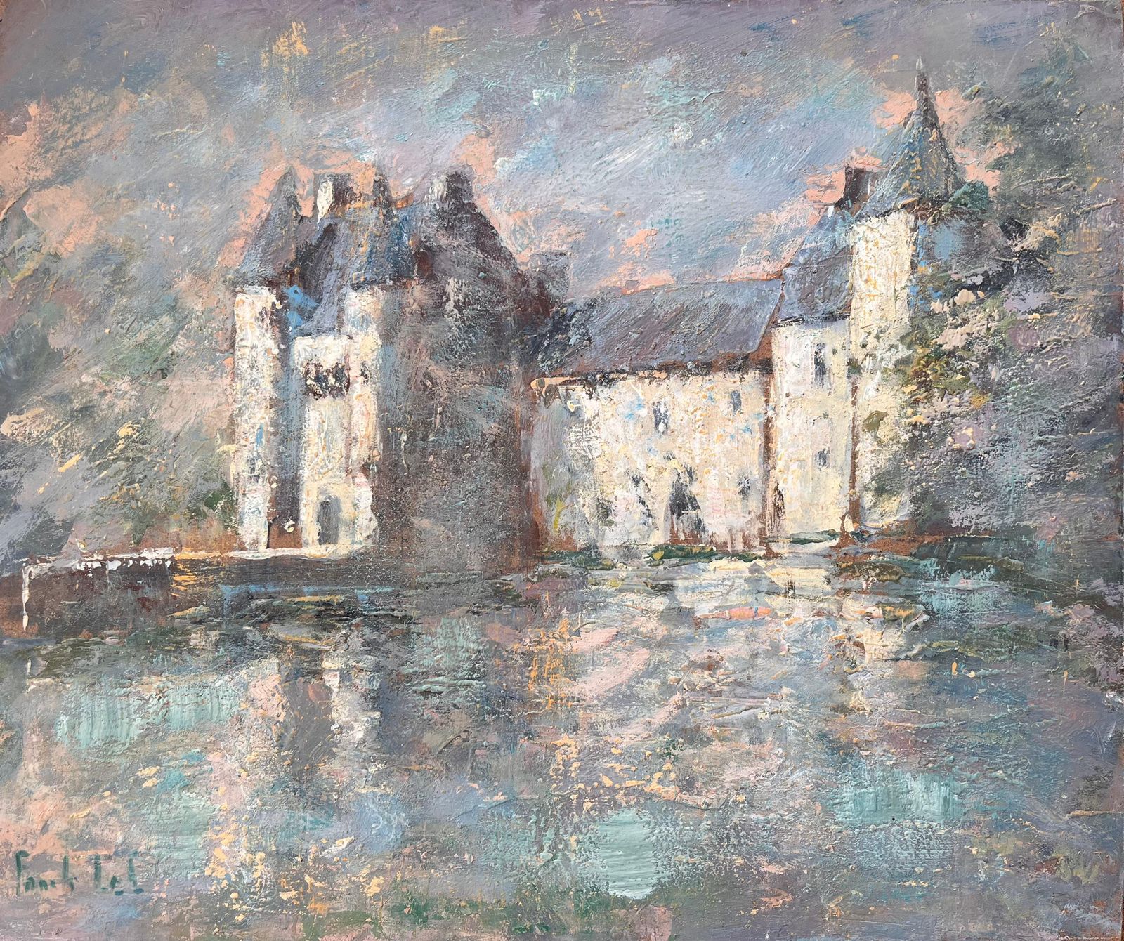 Fanch Lel French Impressionist Oil Painting Of Château De Trécesson In Brittany