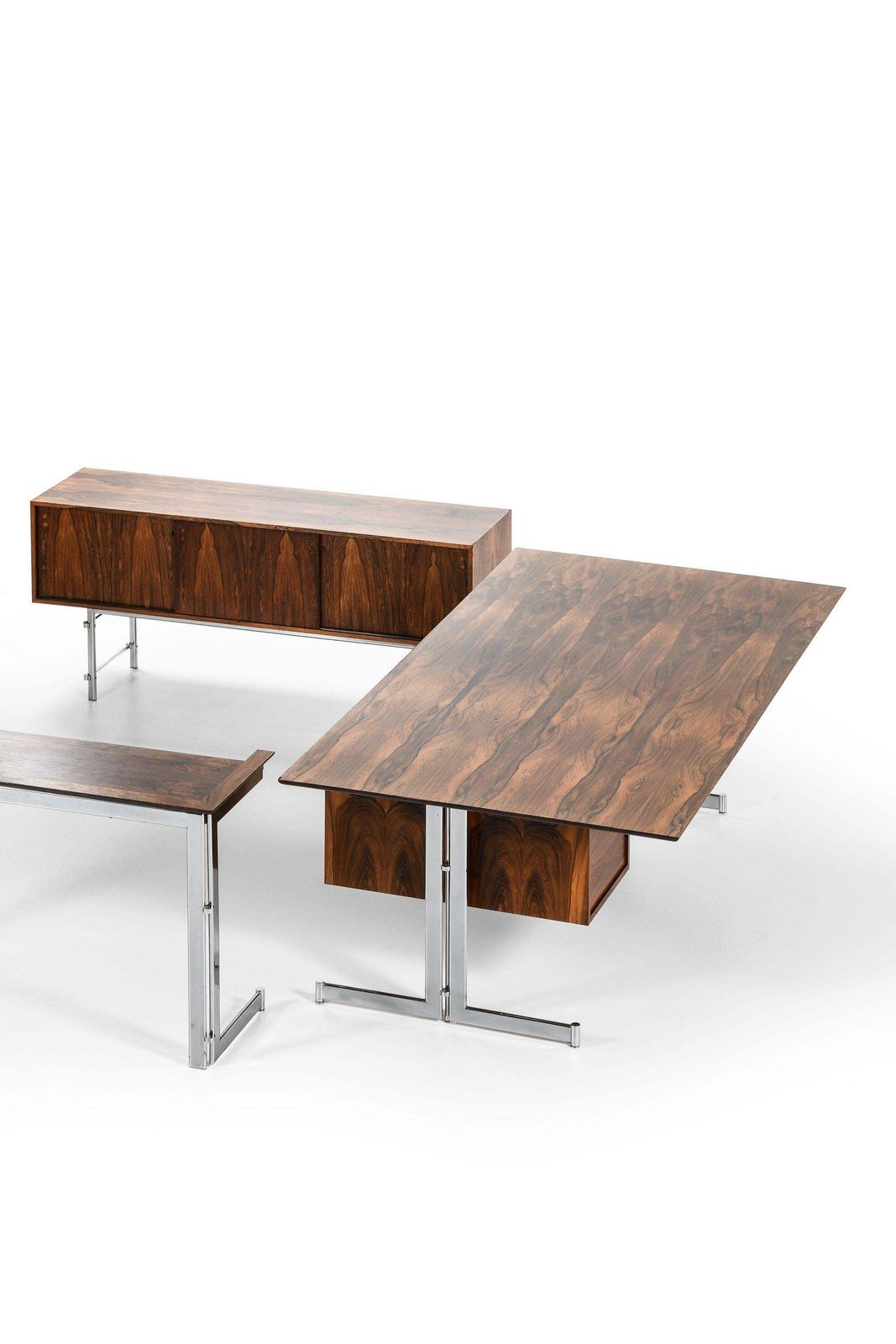 Freestanding Sideboard In Rosewood And Chromed Steel By Jan Lunde Knudsen photo vintage