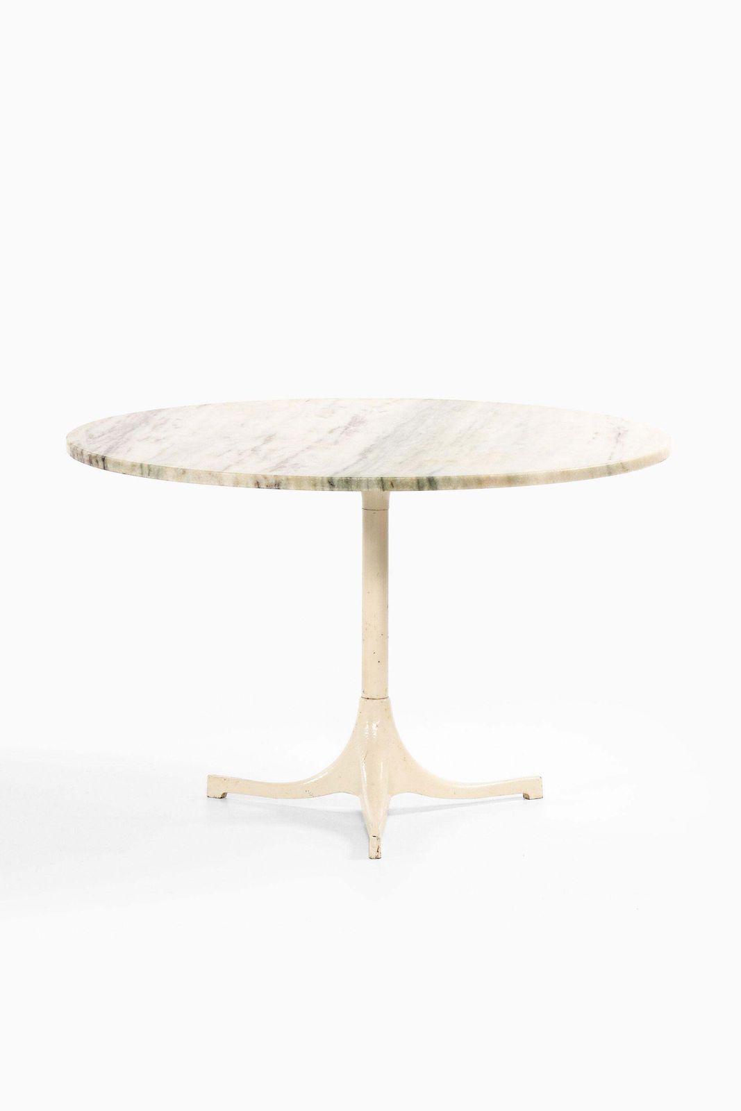 Coffee Table In White Metal And Marble Top Attributed To George Nelson, 1960's photo furniture
