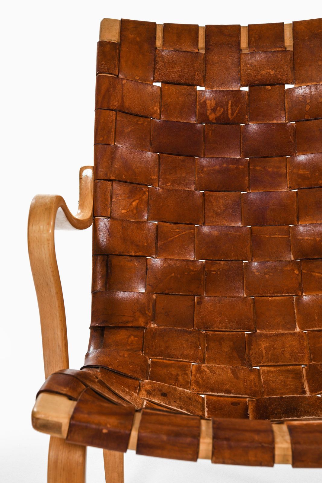 Pair Of Easy Chairs In Birch & Original Leather Webbing By Bruno Mathsson, 1968 photo vinterior