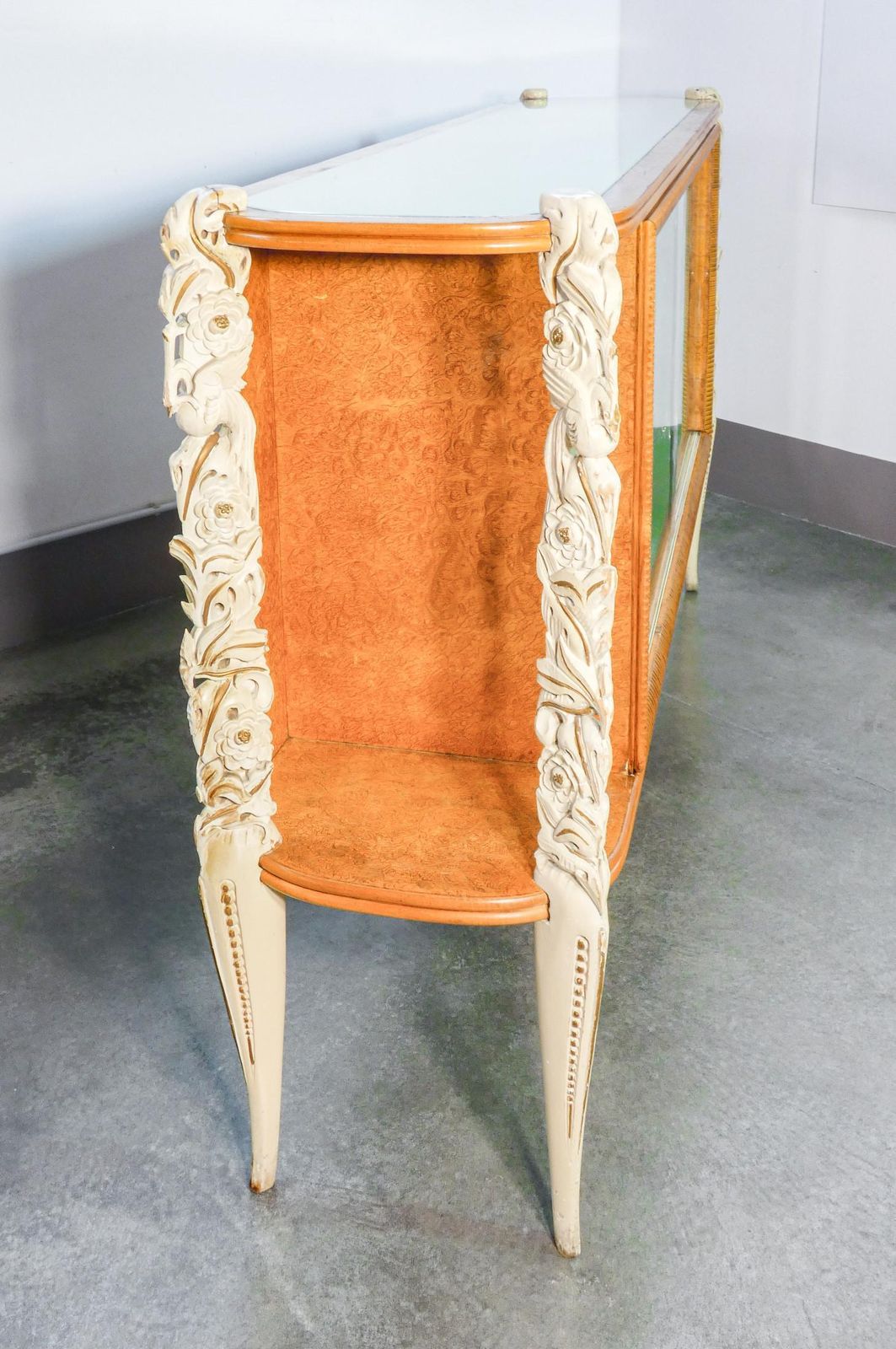 3013.0 Sideboard, Display Case La Permanente Mobili Cantù, Carved Wooden Legs. 1940s photo