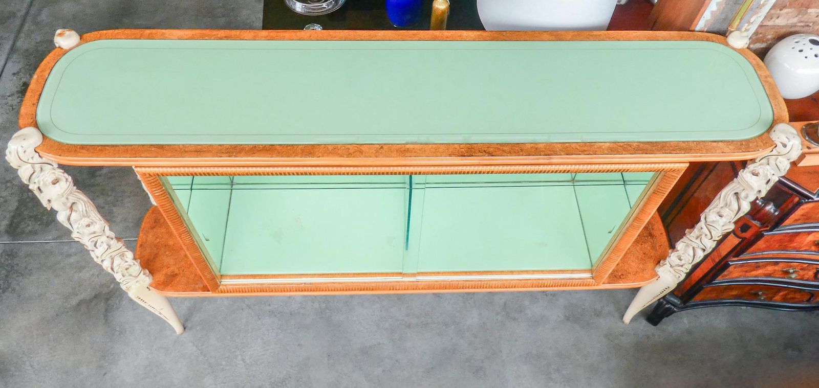 photo buy Sideboard, Display Case La Permanente Mobili Cantù, Carved Wooden Legs. 1940s