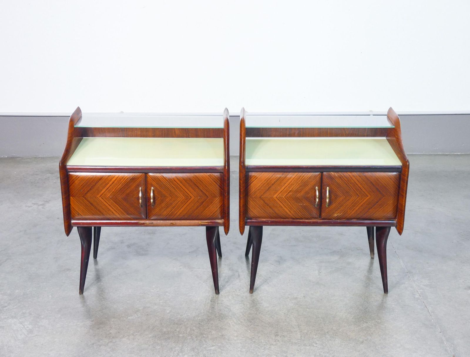 Pair Of Bedside Tables In Wood And Glass. Italian Design Of The 1940s photo Furniture