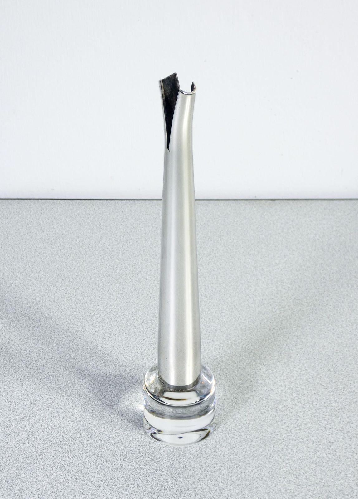Moritz Vase, Design Lino Sabattini In Silvered Metal And Glass. Italy, 90s photo for sale