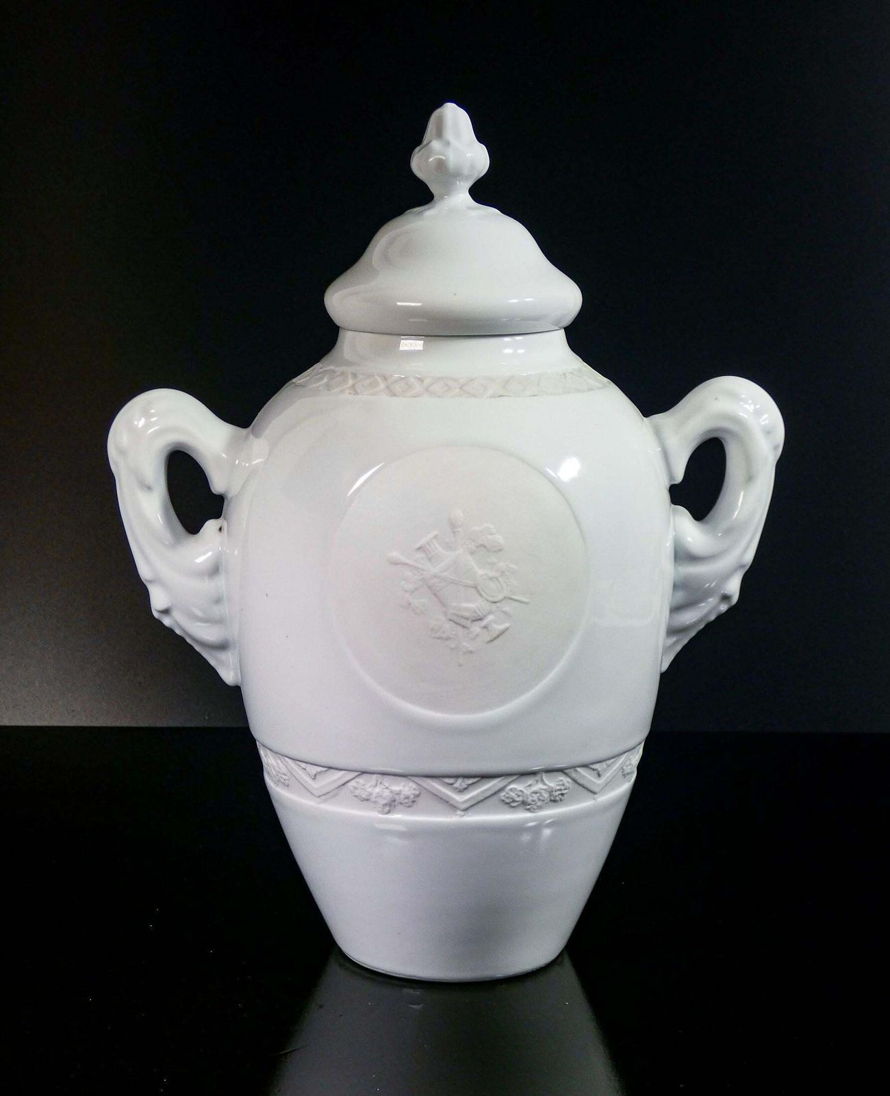 Limoges Vase Made Of Biscuit Ceramic And Enamel, With Bas Reliefs In Classical Style photo 353.0