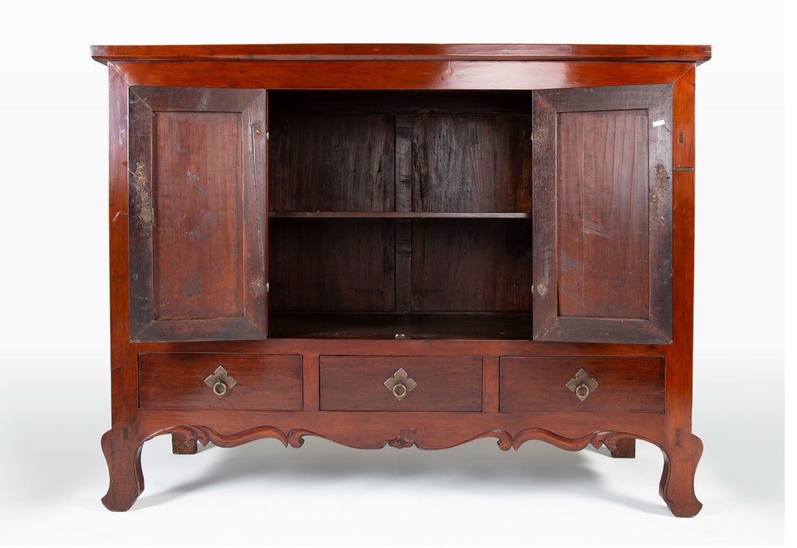 A Large Chinese Square Corner Low Cabinet, 18th Century photo furniture