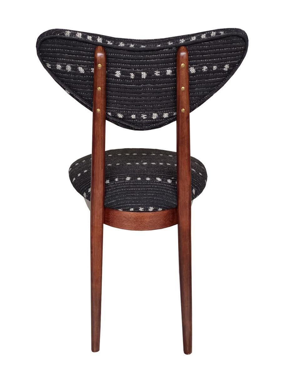 Four Mid Century Heart Chairs In Black Perennials Dotty Fabric, Europe, 1960s photo buy