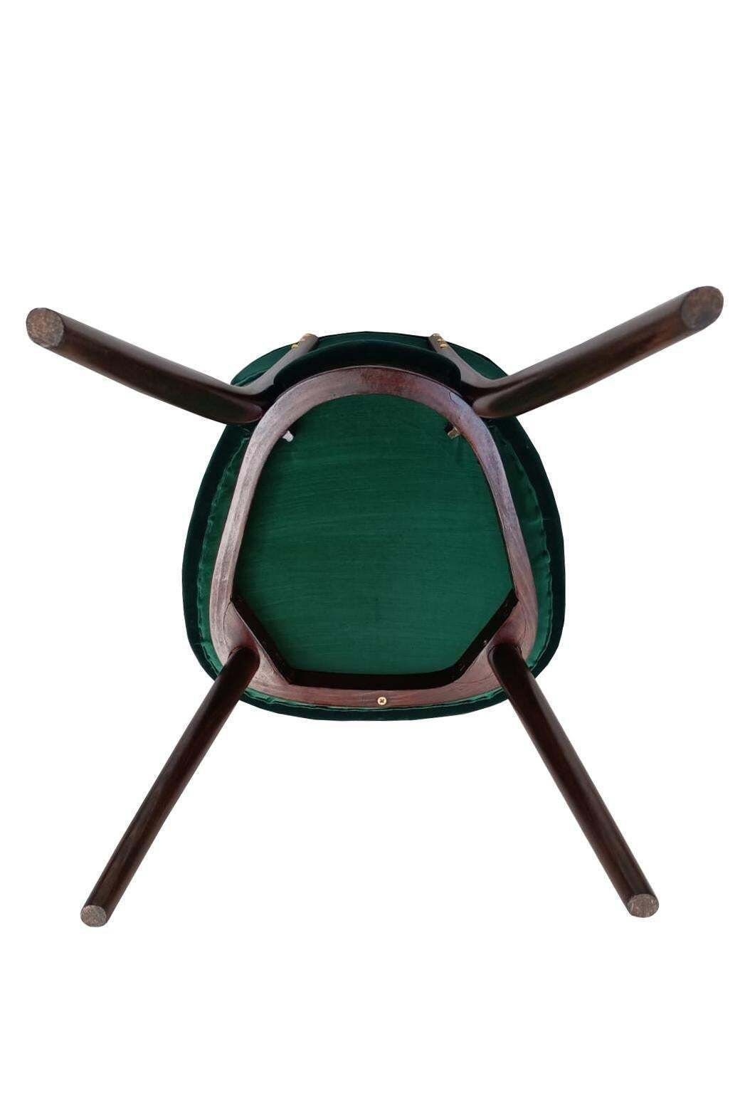 Mid Century Heart Chair In Green Cotton Velvet Adamo Eva By Dedar, Europe, 1960s photo vinterior