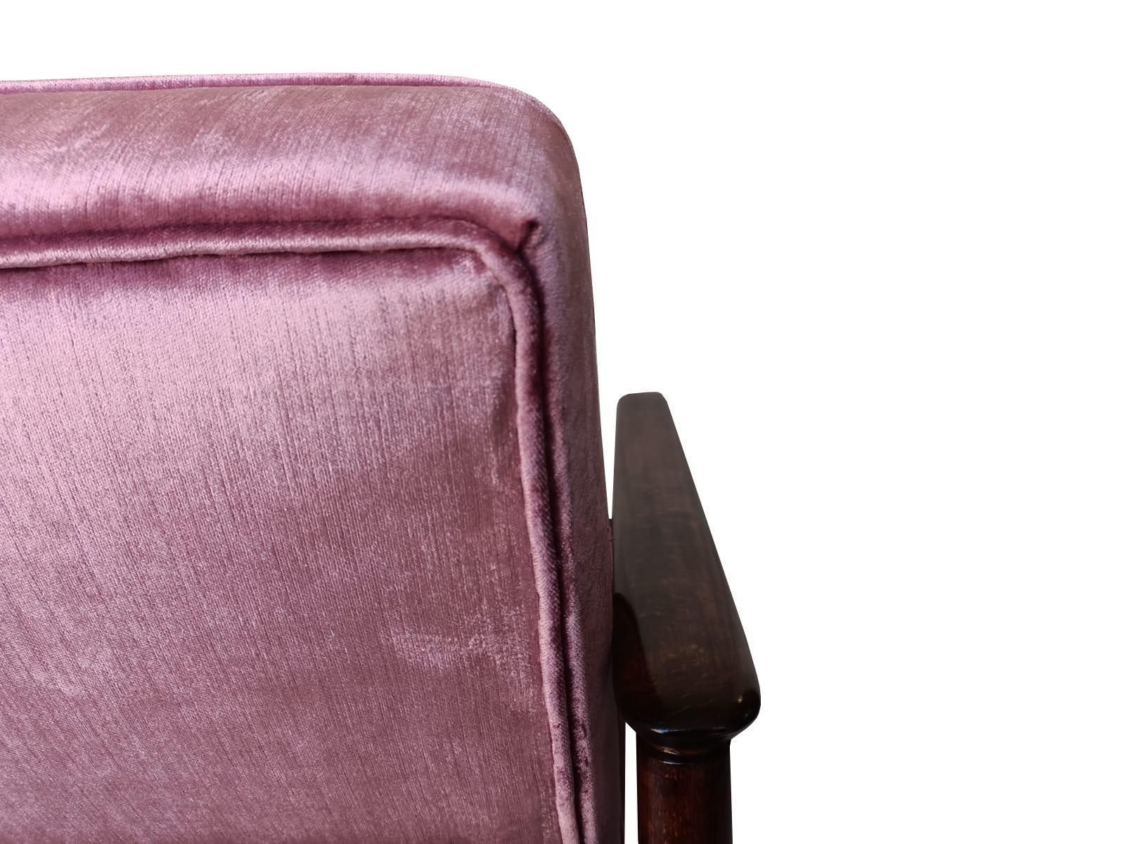 Mid Century Pink Glossy Velvet Armchair, Designed By Edmund Homa, Europe, 1960s. photo furniture