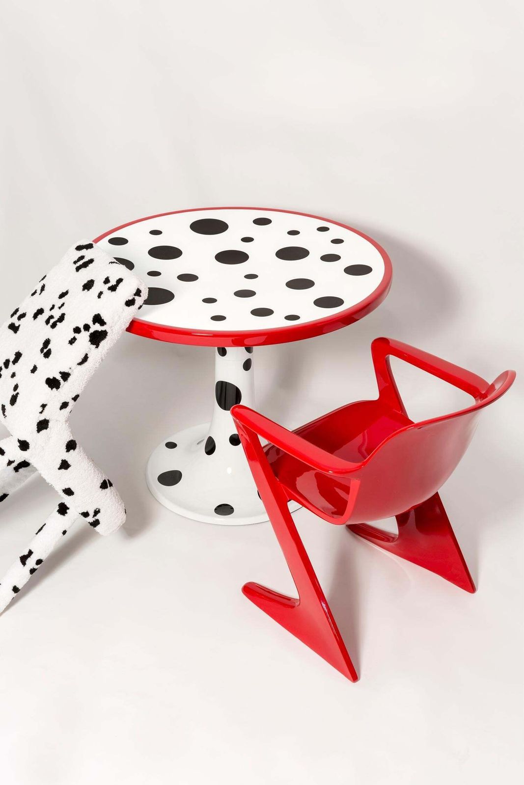Mid Century Hand Tufting Cruella Dalmatian Wool, Rajmund Halas Chair, 1960s photo Furniture