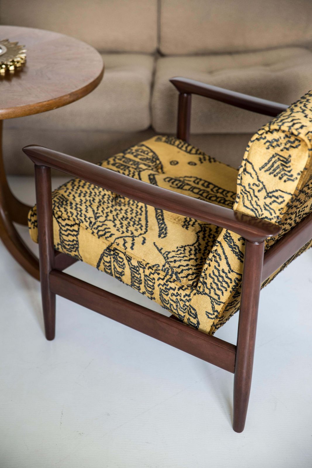 Mid Century Tiger Velvet Armchair, Gfm 142, Edmund Homa, Europe, 1960s photo Furniture