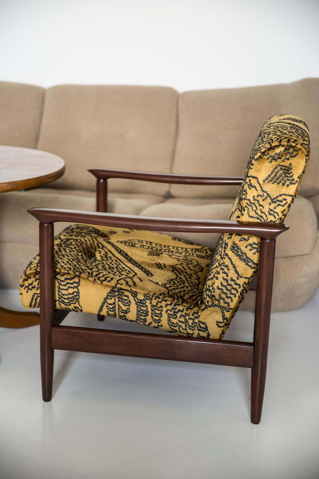 Mid Century Tiger Velvet Armchair, Gfm 142, Edmund Homa, Europe, 1960s photo 2573.0