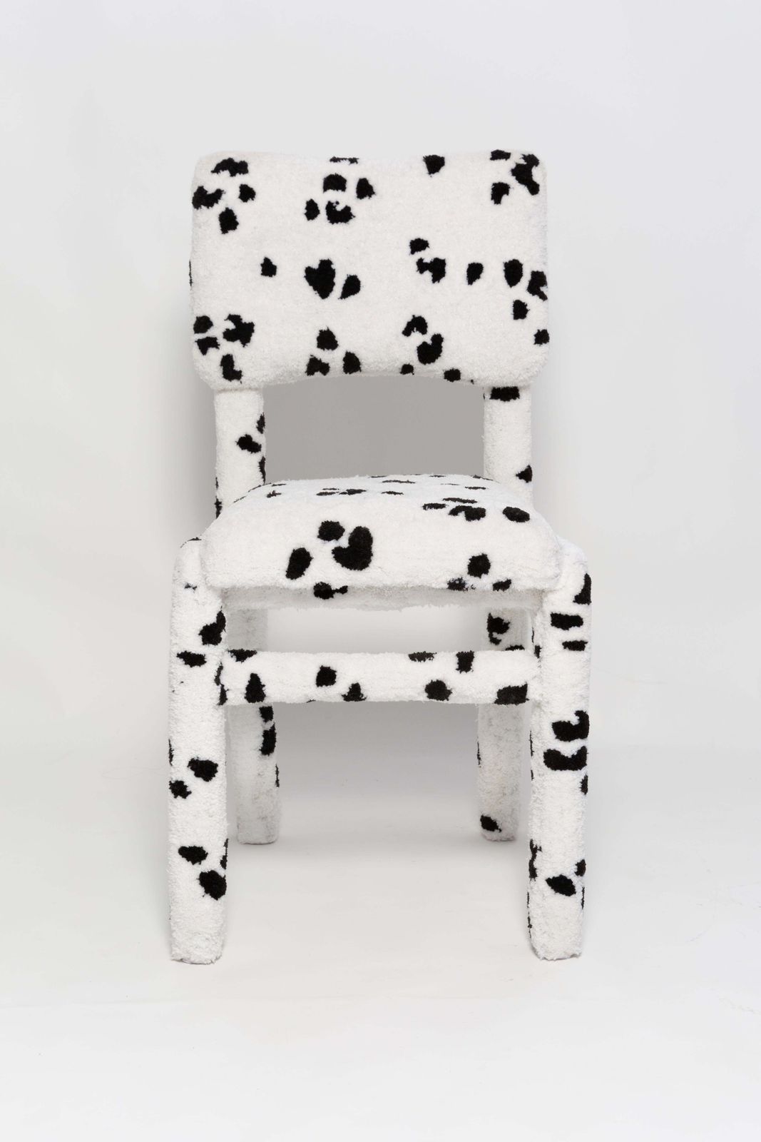 photo furniture Six Mid Century Hand Tufting Dalmatian Chairs, Rajmund Halas, Poland, 1960s