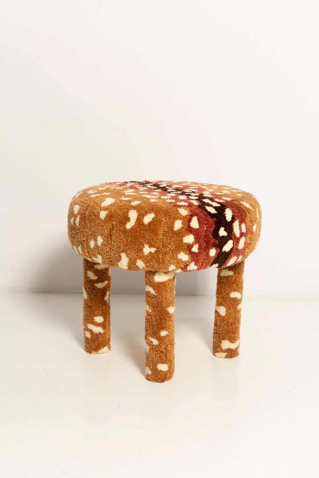 Set Of Two Mid Century Hand Tufting Bambi Roe Deer Wool Stools, Europe, 1960s photo furniture