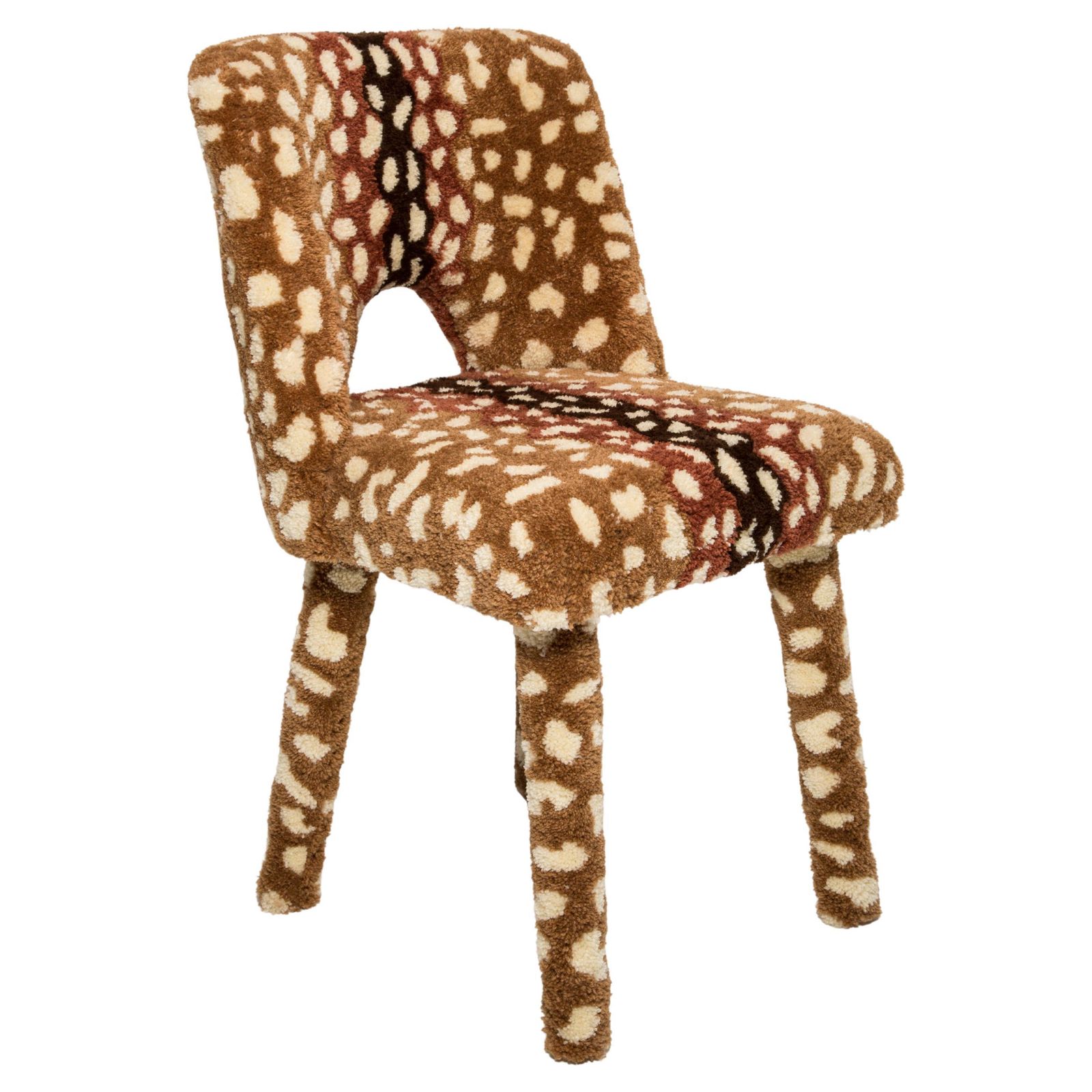 Mid Century Hand Tufting Roe Deer Bambi Wool Shell Chair, Europe, 1960s