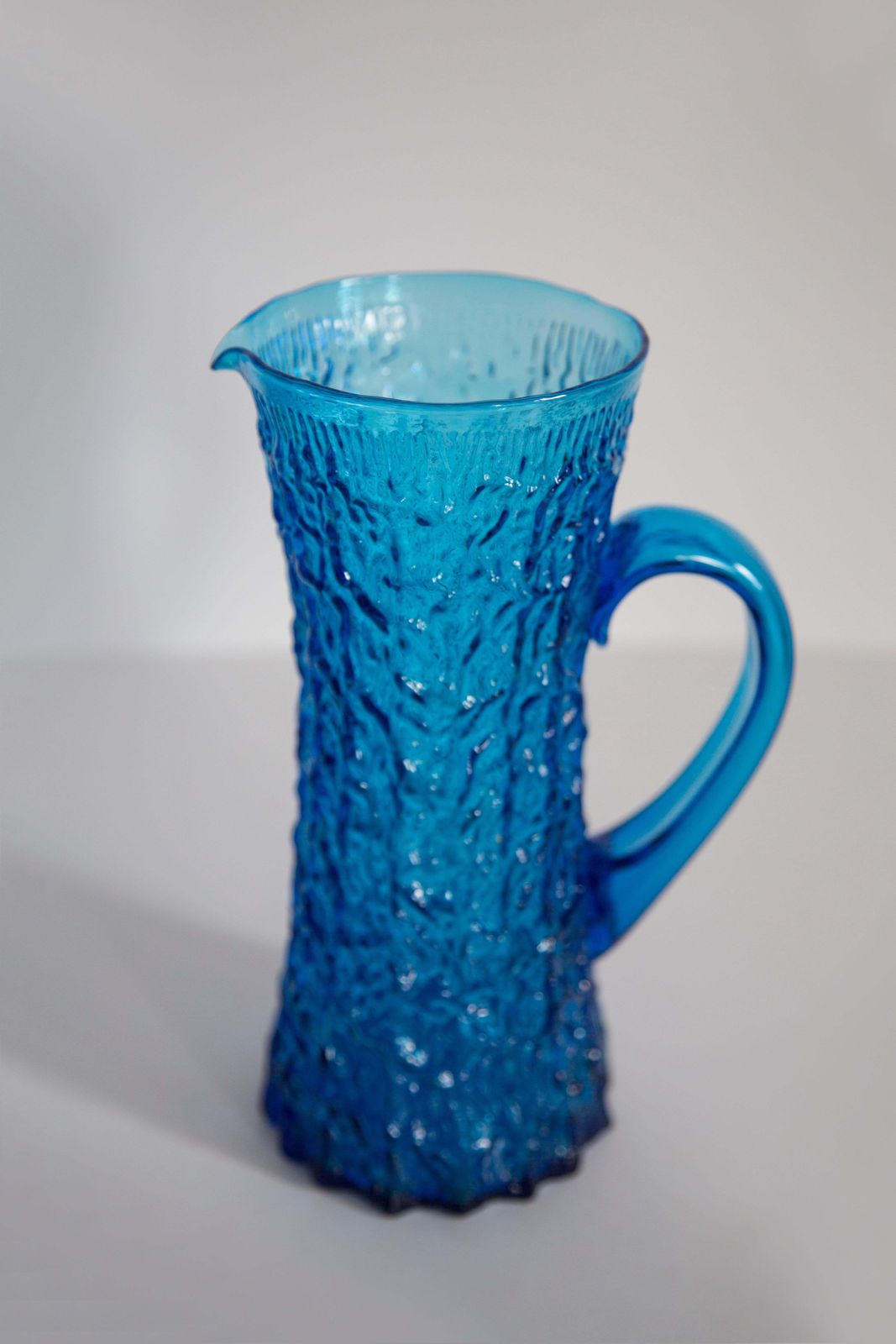 Mid Century Water Or Juice Pot, Pitcher, Blue Glass, Europe, 1960s photo 197.0