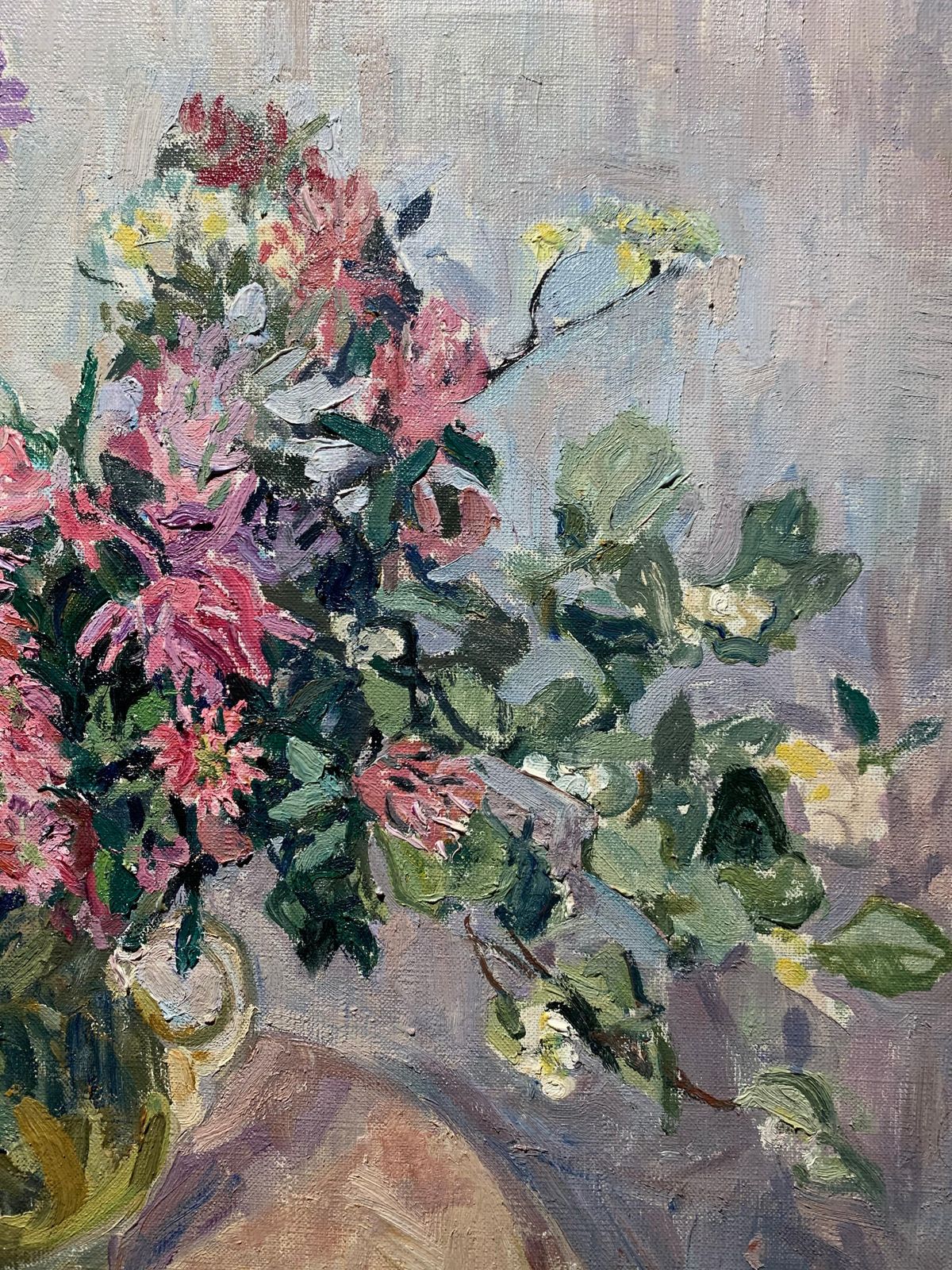 Maya Kopitzeva"Rose Flowers" Rose, Green, Flowers Cm. 66 X 55 Oil1980 photo Art