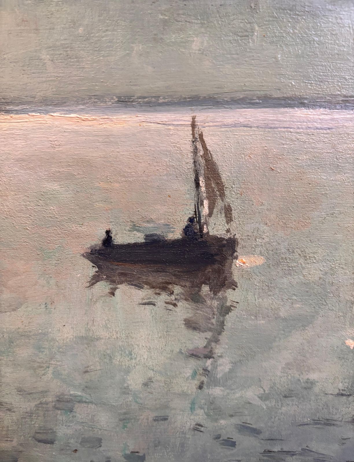 Henry Maurice Cahours"Solitudine" Paesaggio Con Barche A Vela Francia Del Nord   Cm. 37 X 211930 Ca photo for sale