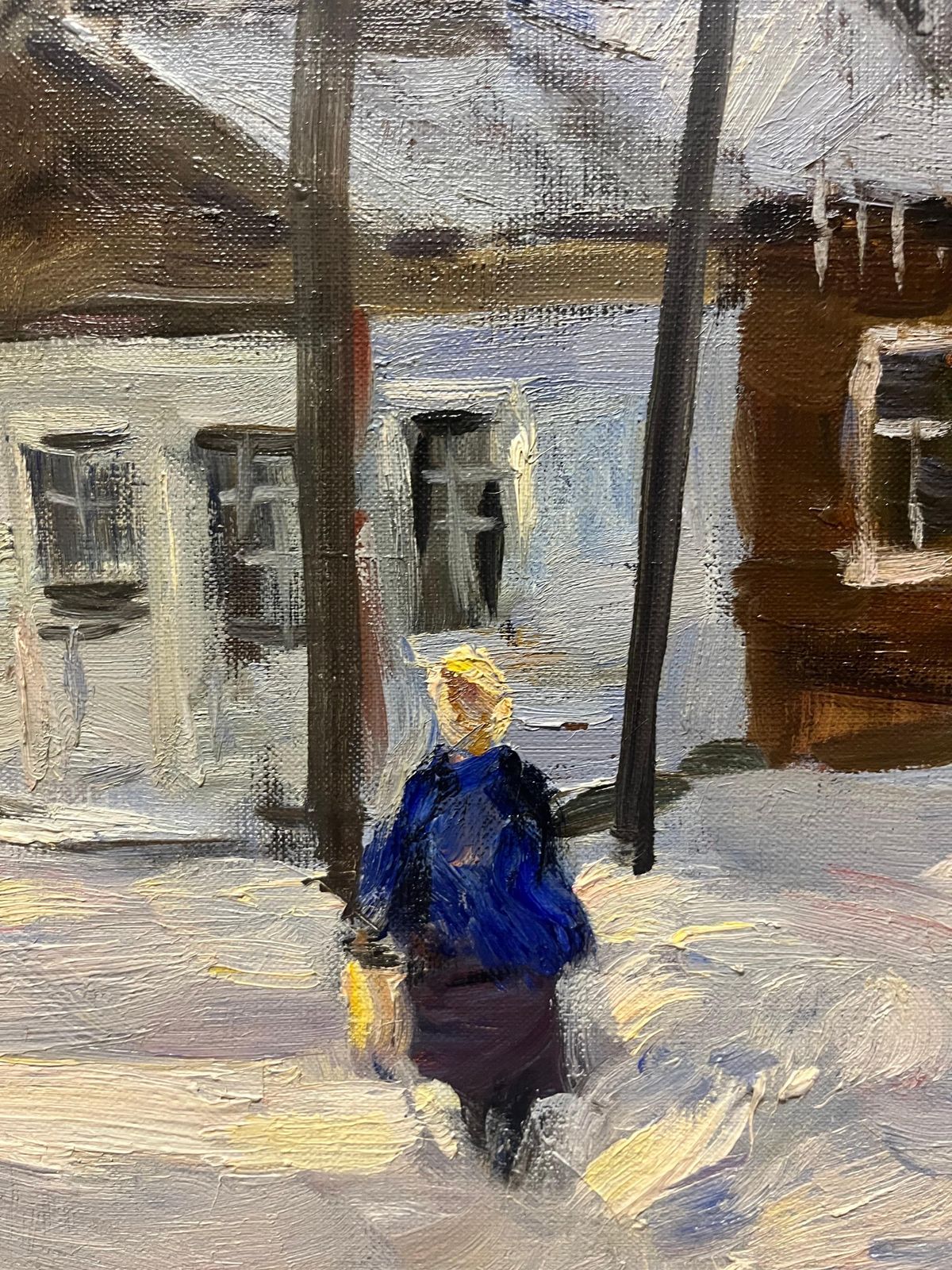Boris Lavrenko"Red House In The Woods" Winter, Oil Cm.  55 X 41  19841984 photo for sale