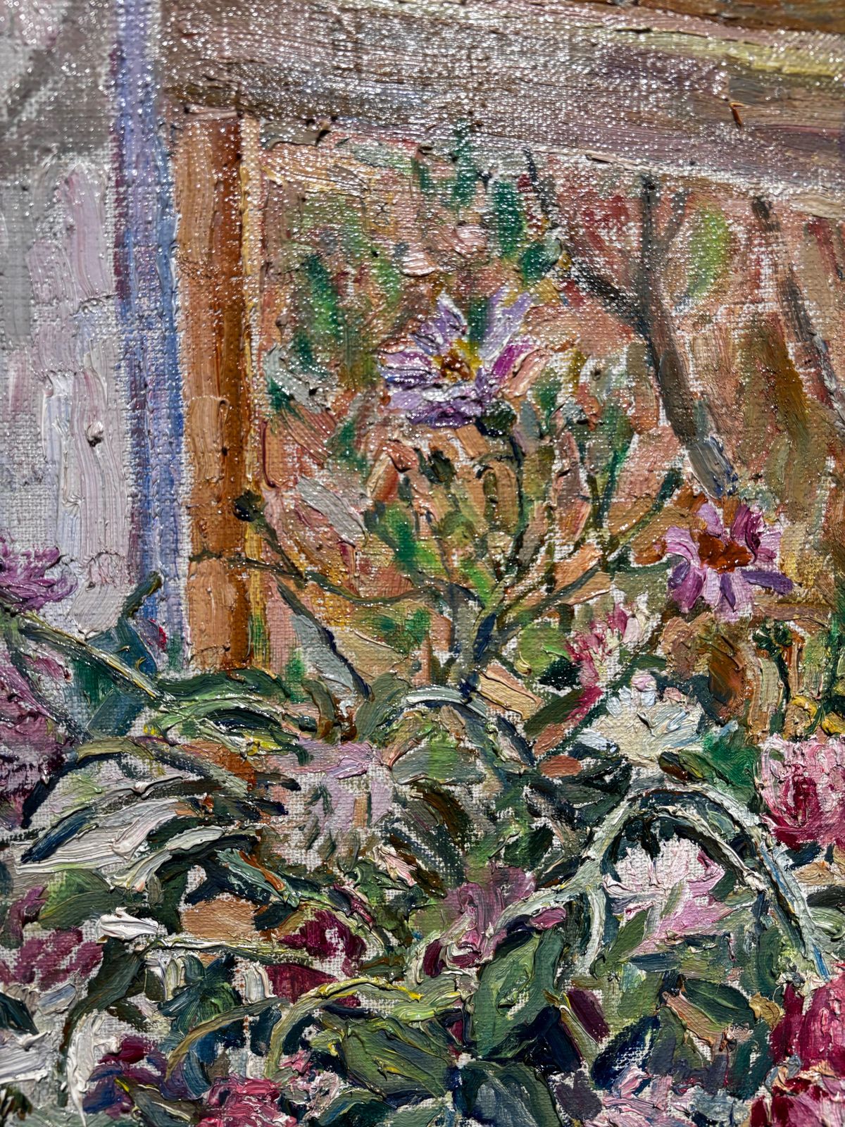 Maya Kopitzeva" Fiori Sulla Finesta" Olio Cm. 55 X 501998 photo 6027.0