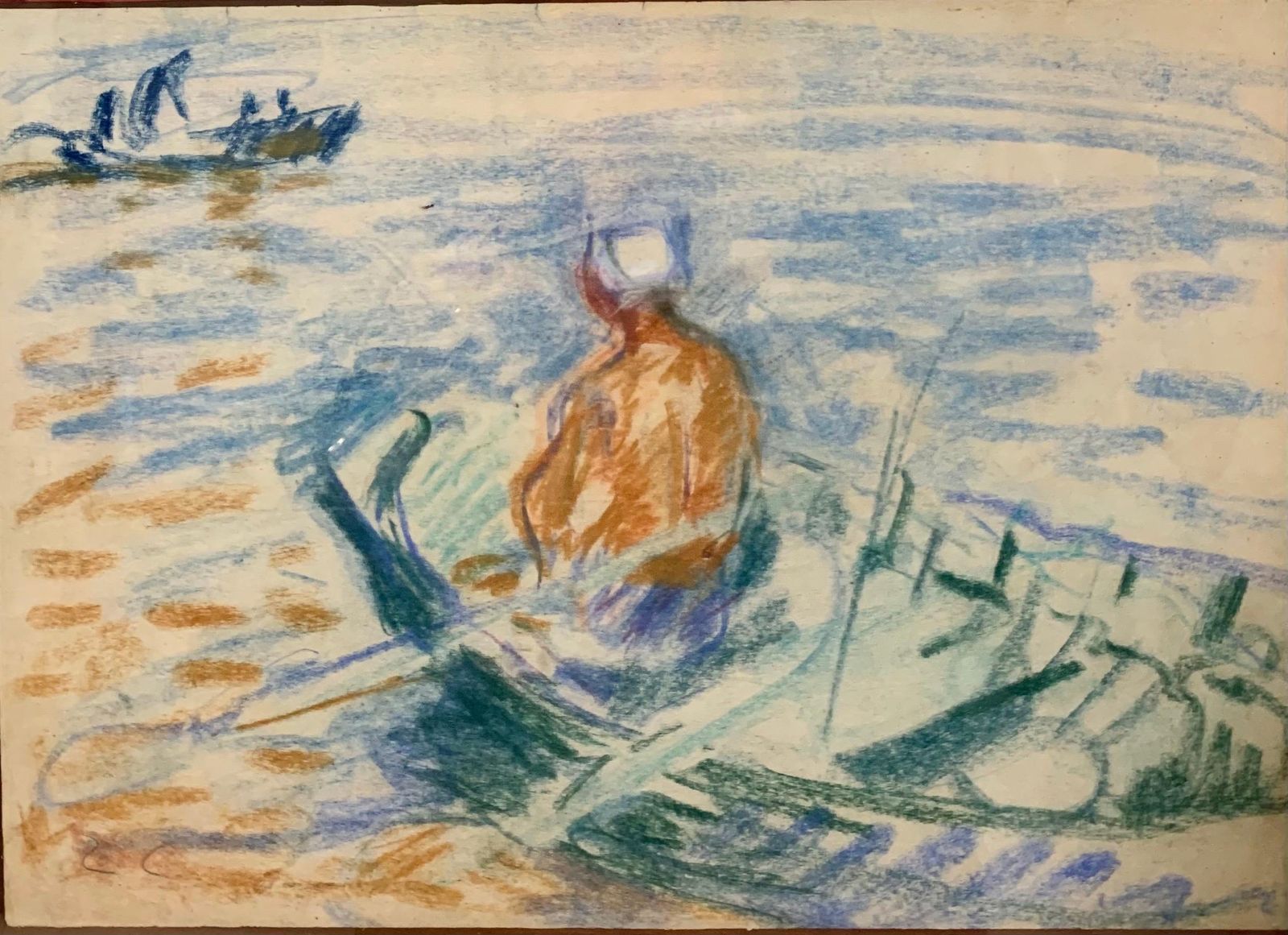 Gleb Savinov"Boat On The Lake" Pastel Cm. 29 X 21 19501950 photo furniture