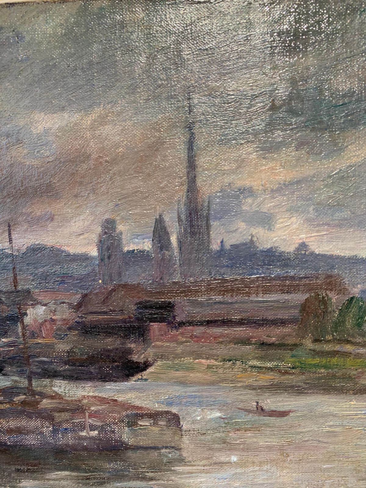 Charles Jean Agard"View Of Rouen" France, Impressionist 19th Century, Oil On Cardboard, 18981898 photo for sale