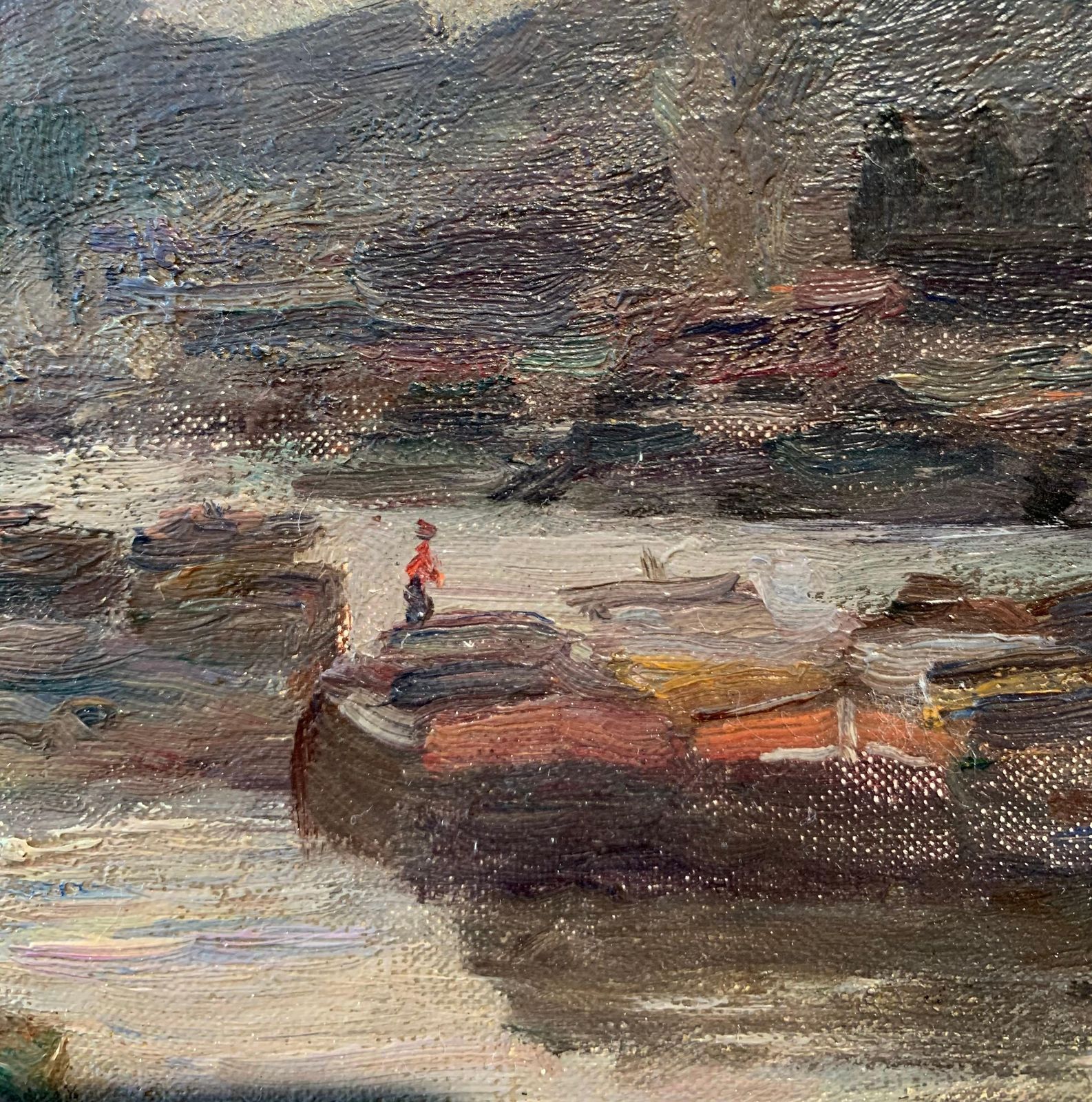 Charles Jean Agard"View Of Rouen" France, Impressionist 19th Century, Oil On Cardboard, 18981898 photo vinterior