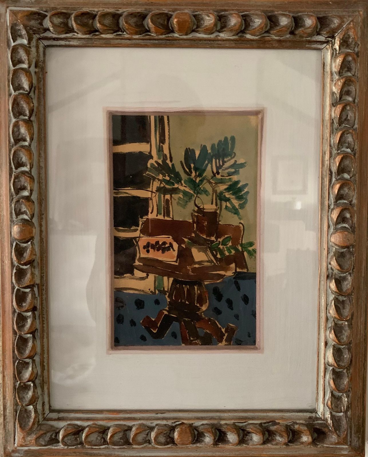 Giulio Da Milano"Interior With Plant" Watercolor 1934 Cm. 13 X 211934