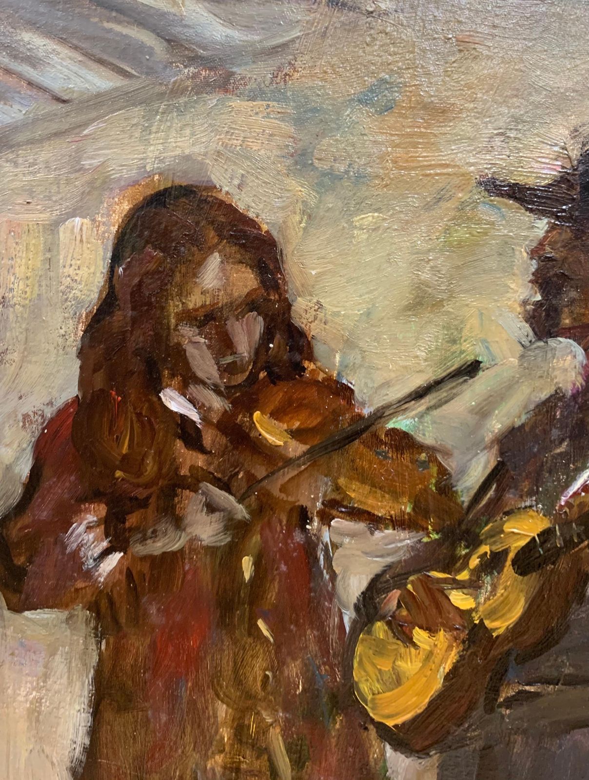 Boris Mikhailovich Lavrenko"Musicians, Guitar, Violin" Oil Cm.30 X40 19601960 photo for sale