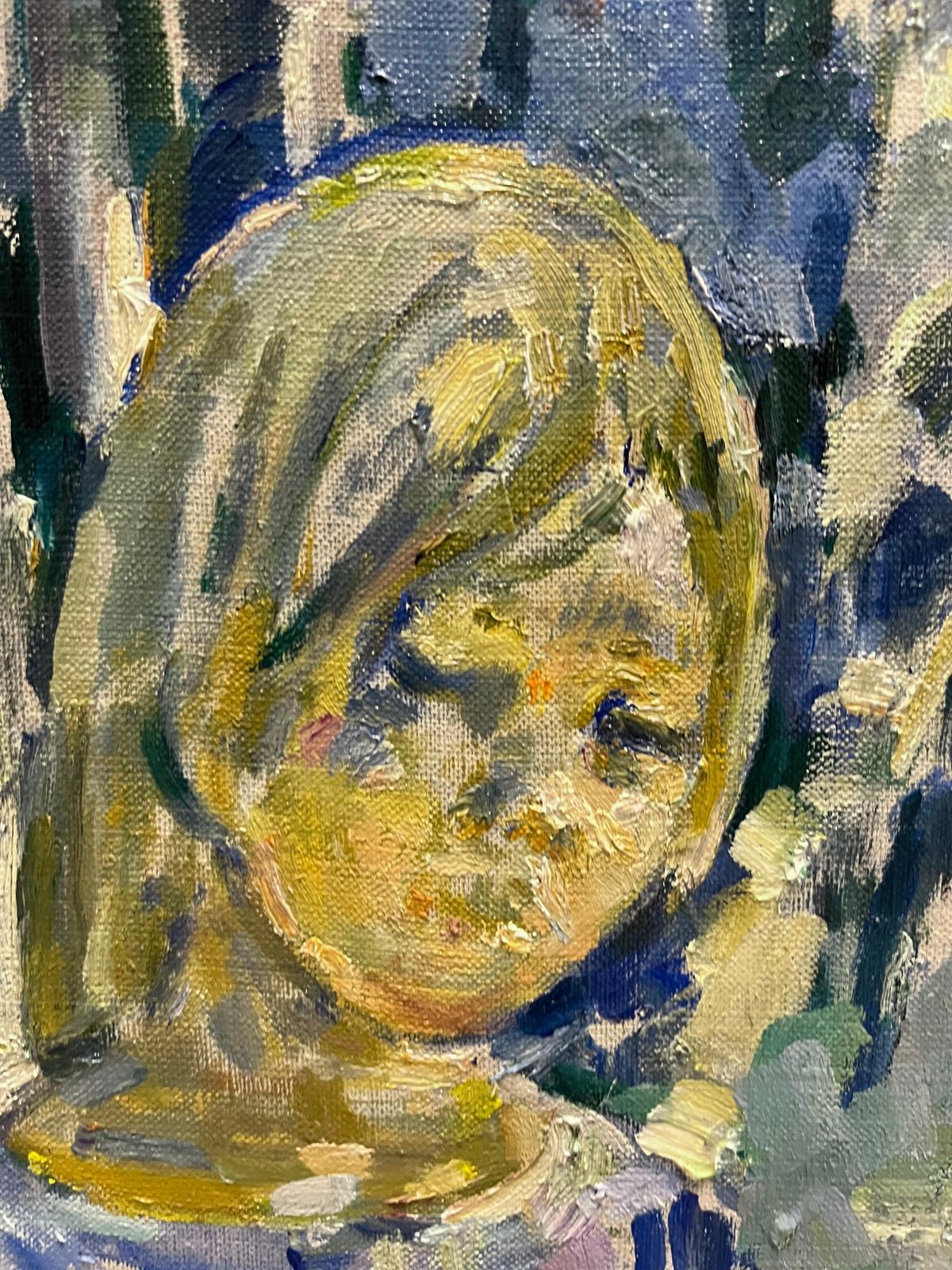 Gleb Savinov"Polja"  Girl, Blue, Light Blue, Spring, Child    Oli   Cm. 60 X 801999 photo 7748.0