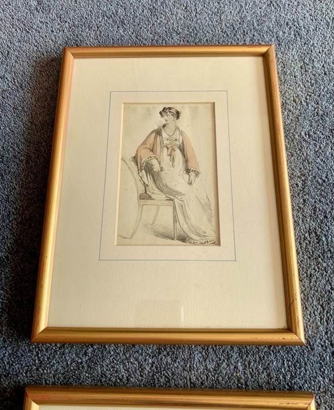 Set Of 2 Antique Ladies Fashion Prints photo Art
