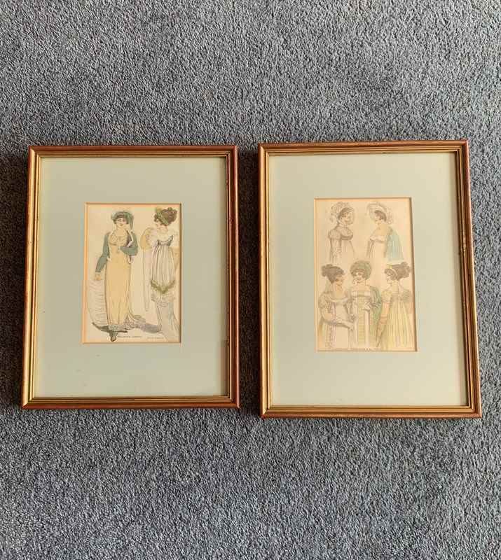 Set Of 2 Antique Ladies Fashion Prints