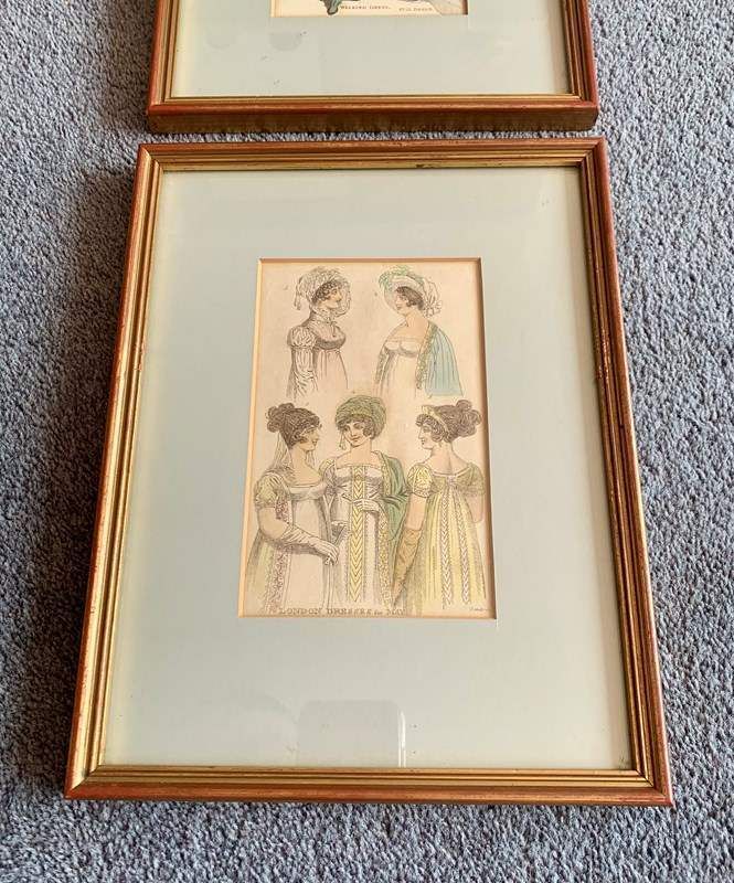 Set Of 2 Antique Ladies Fashion Prints photo Art