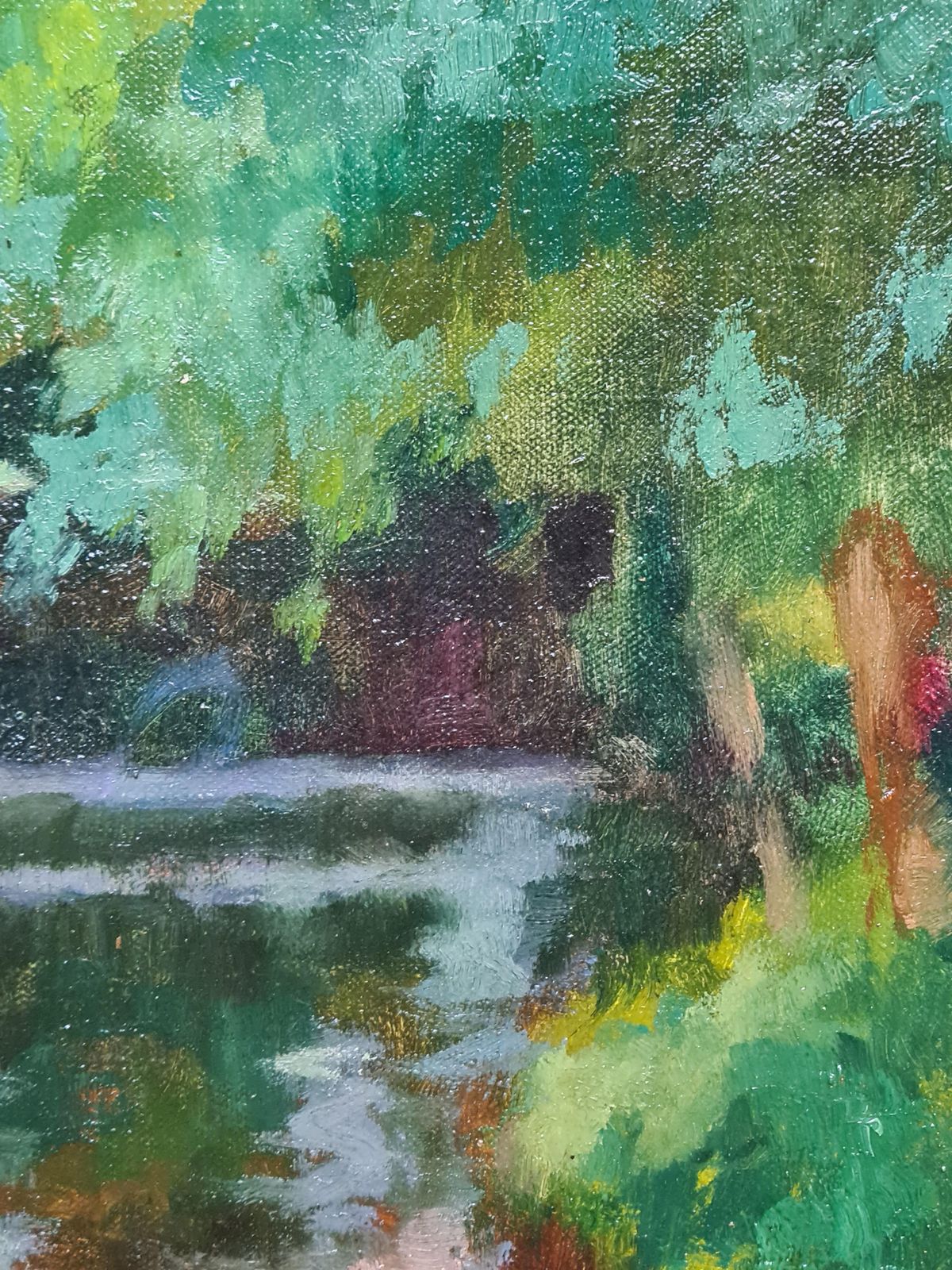 photo for sale René Albert Raphaël Gouin French Impressionist Oil On Canvas, Picnic By The Riverbank Dejeuner Sur L'herbe