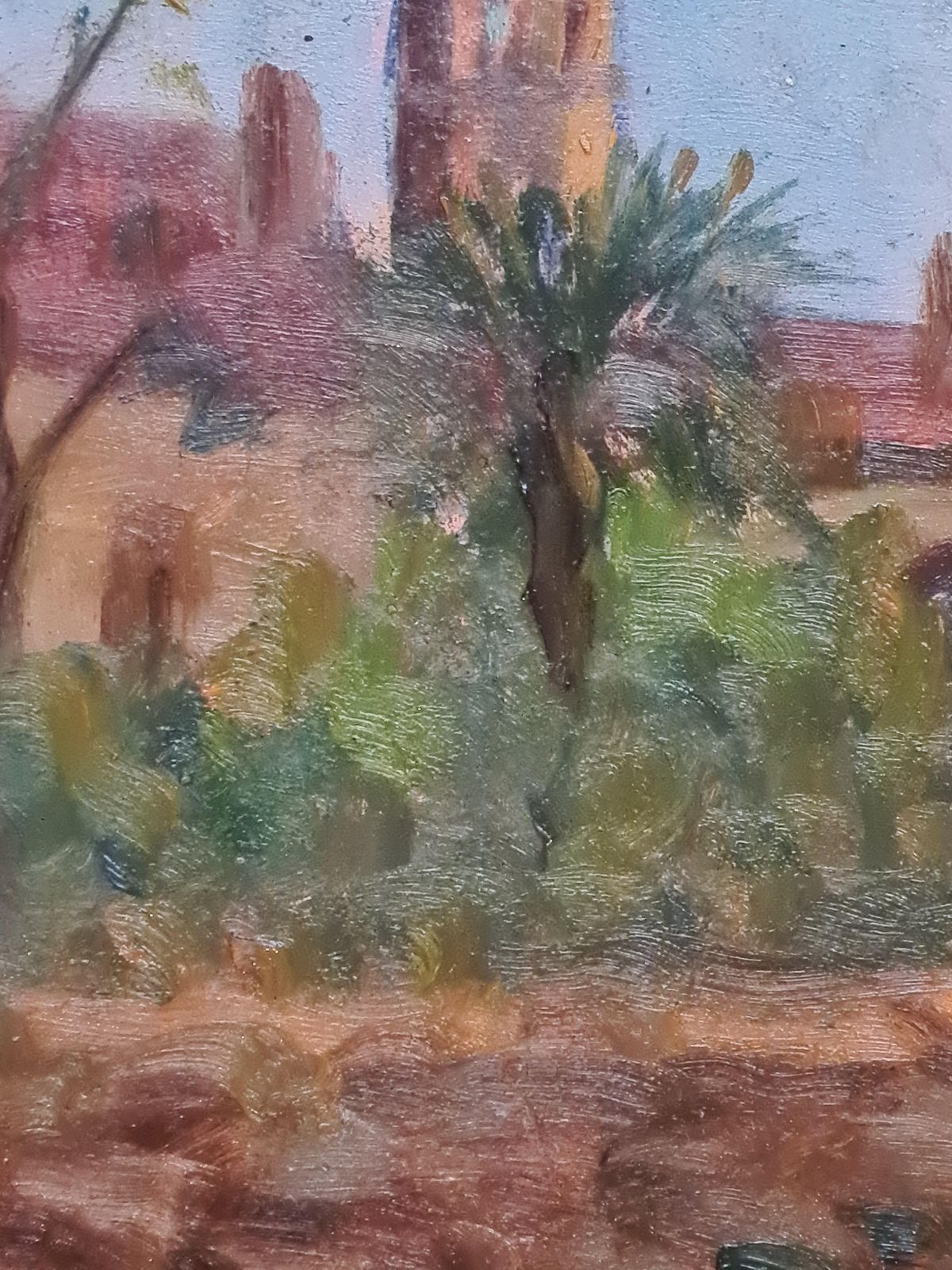 Georges Guerinfrench Impressionist Barbizon School Oil On Board, Palm Tree And Spires1930s photo buy