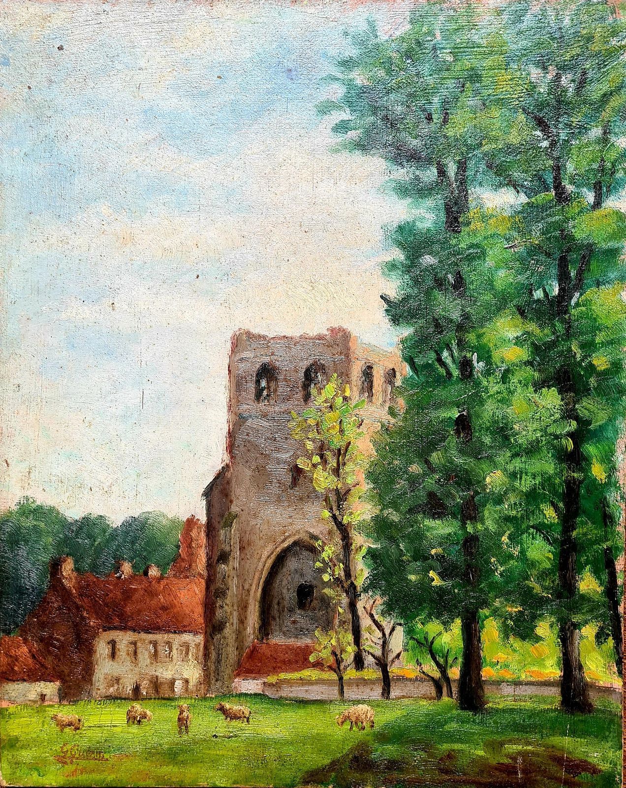 Georges Guerinfrench Impressionist Barbizon School Landscape, Where Sheep Safely Graze1937